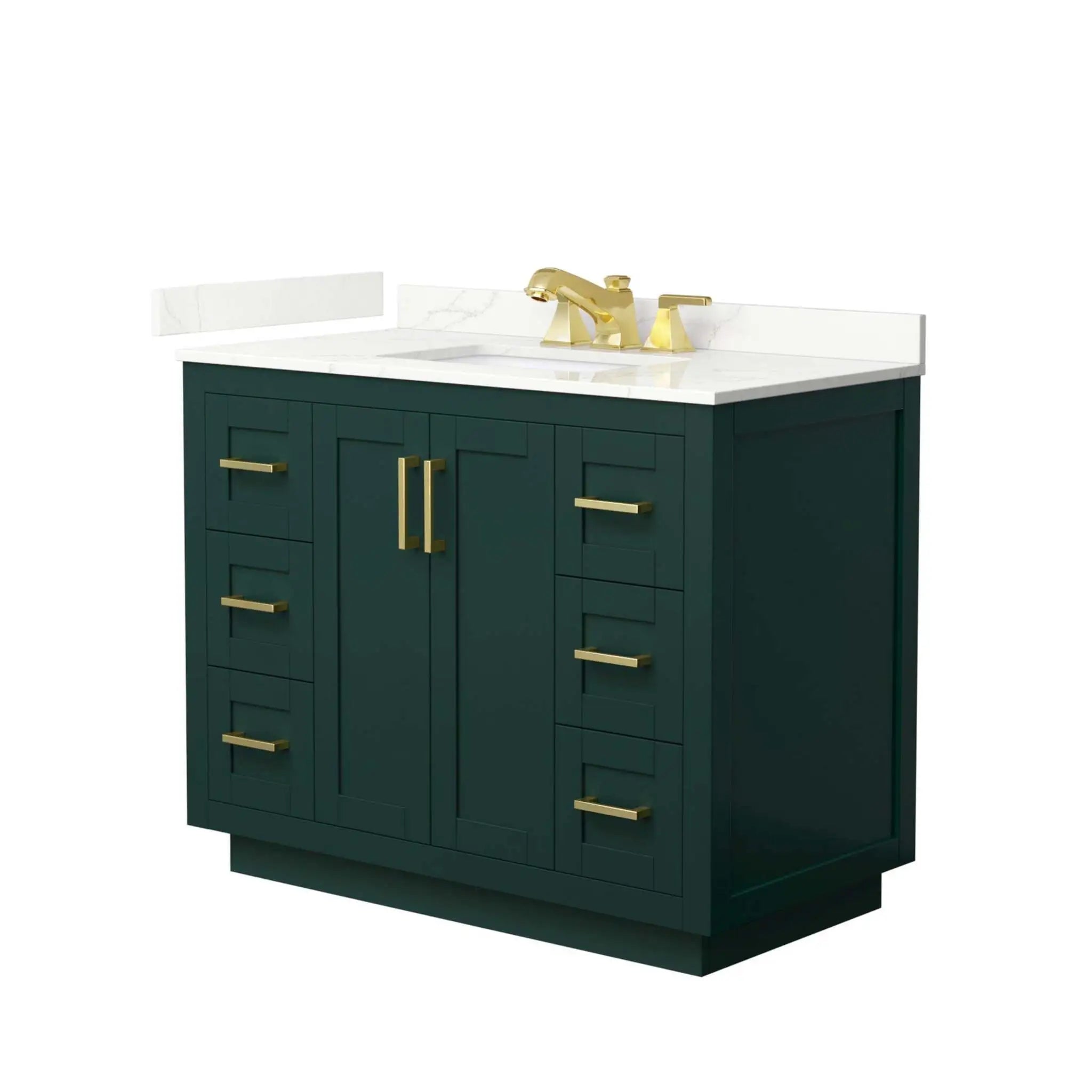 42" Miranda Single Bathroom Vanity in Green with Brushed Gold Trim by Wyndham