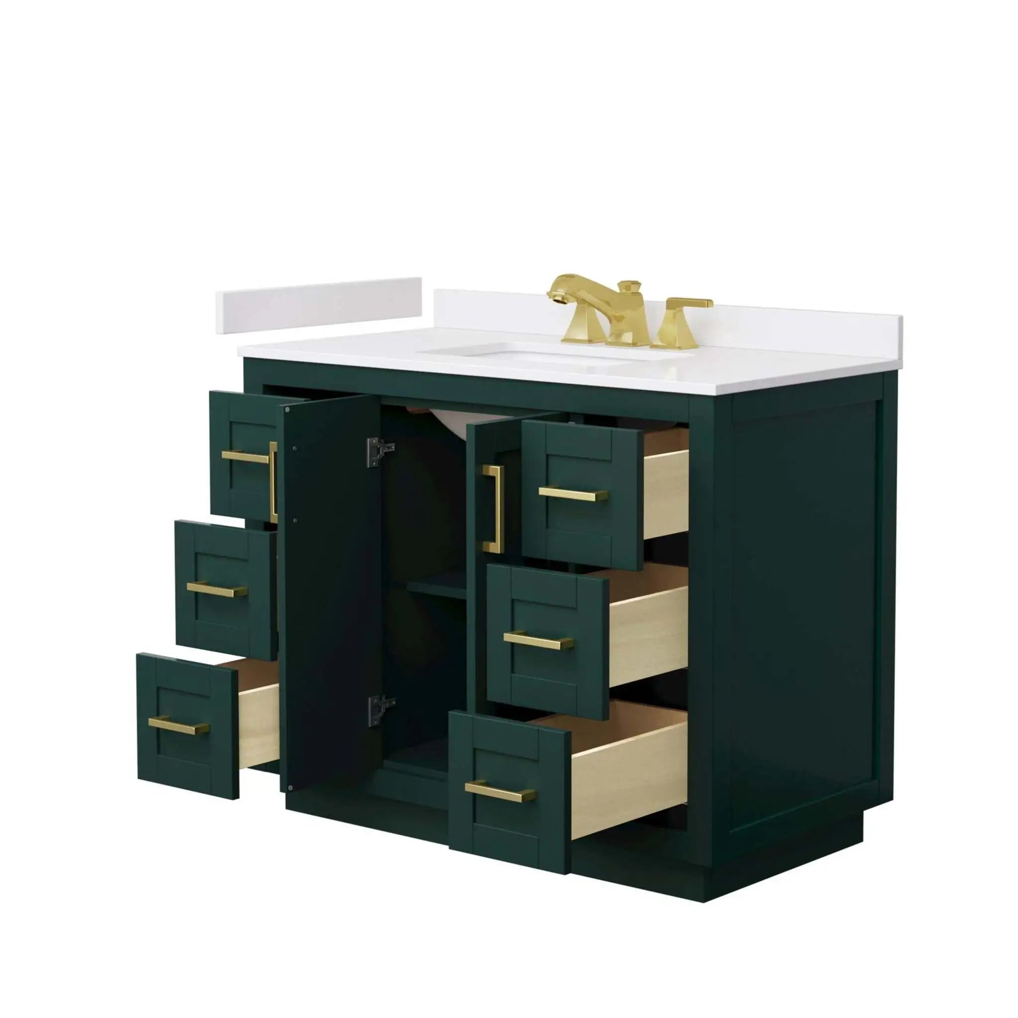 42" Miranda Single Bathroom Vanity in Green with Brushed Gold Trim by Wyndham