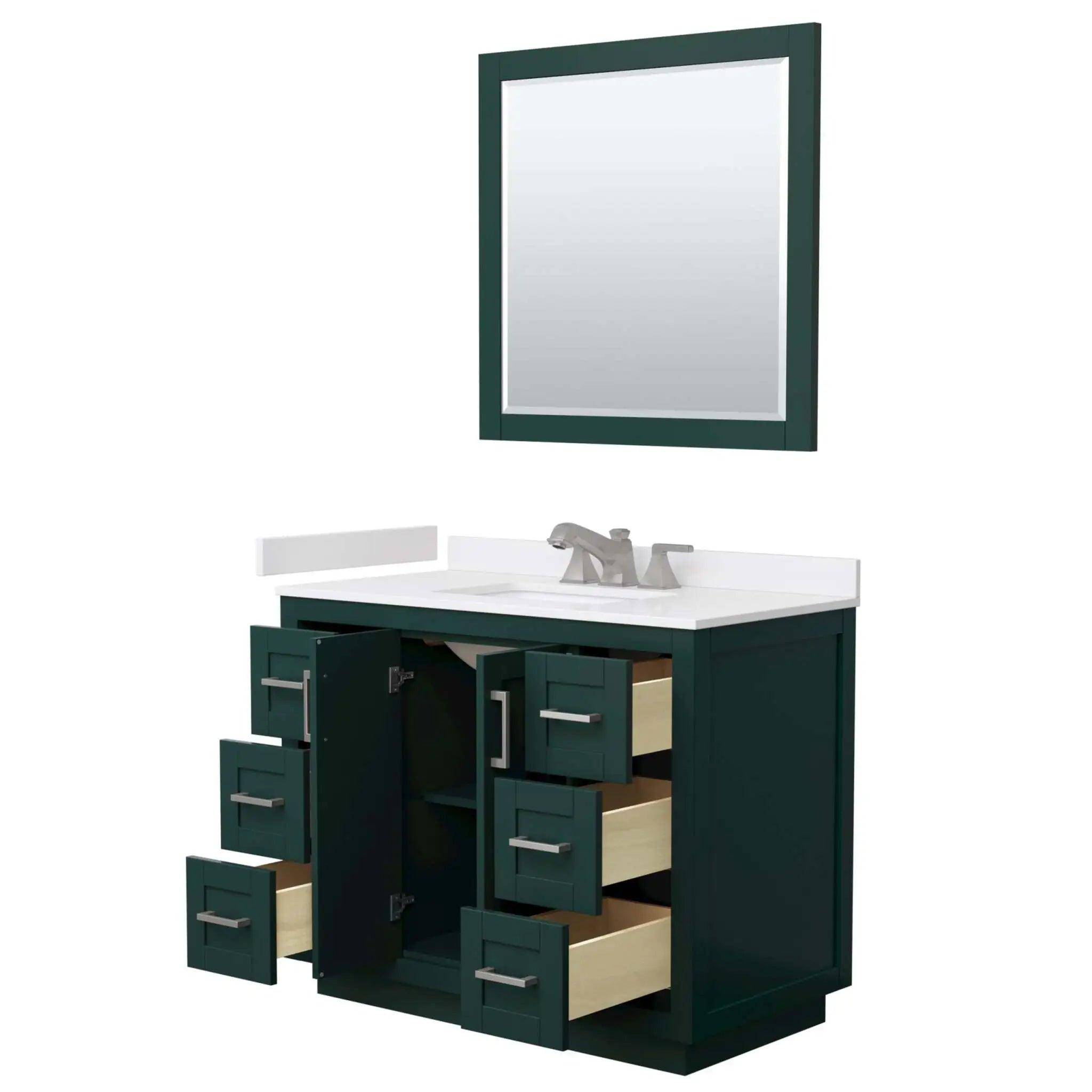 42" Miranda Single Bathroom Vanity in Green with Brushed Nickel Trim & 34" Mirror by Wyndham