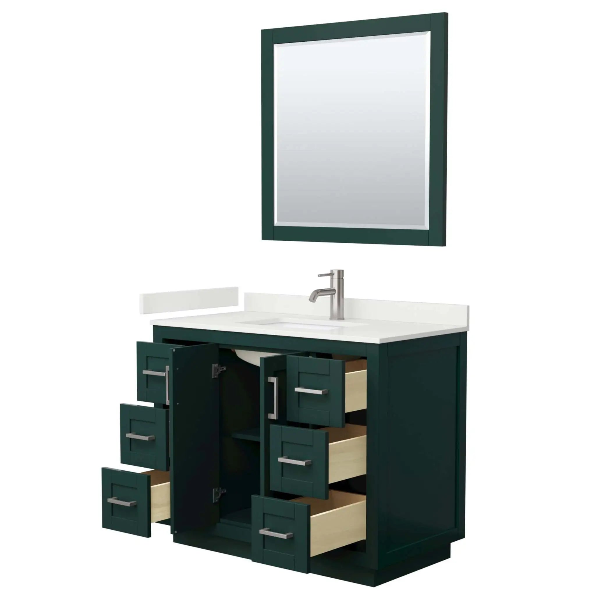 42" Miranda Single Bathroom Vanity in Green with Brushed Nickel Trim & 34" Mirror by Wyndham