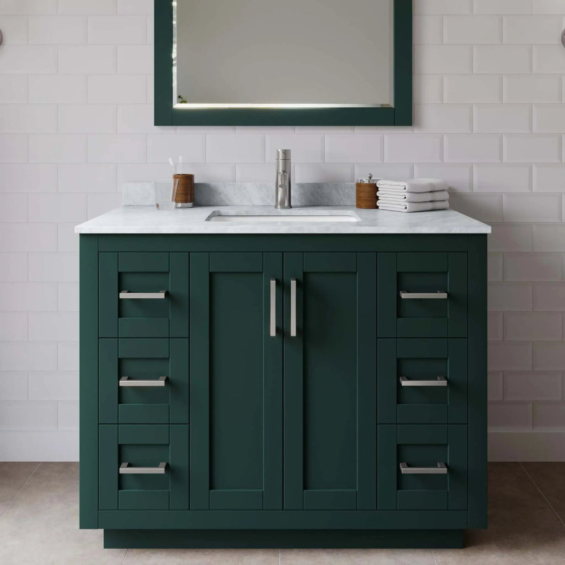 42" Miranda Single Bathroom Vanity in Green with Brushed Nickel Trim by Wyndham