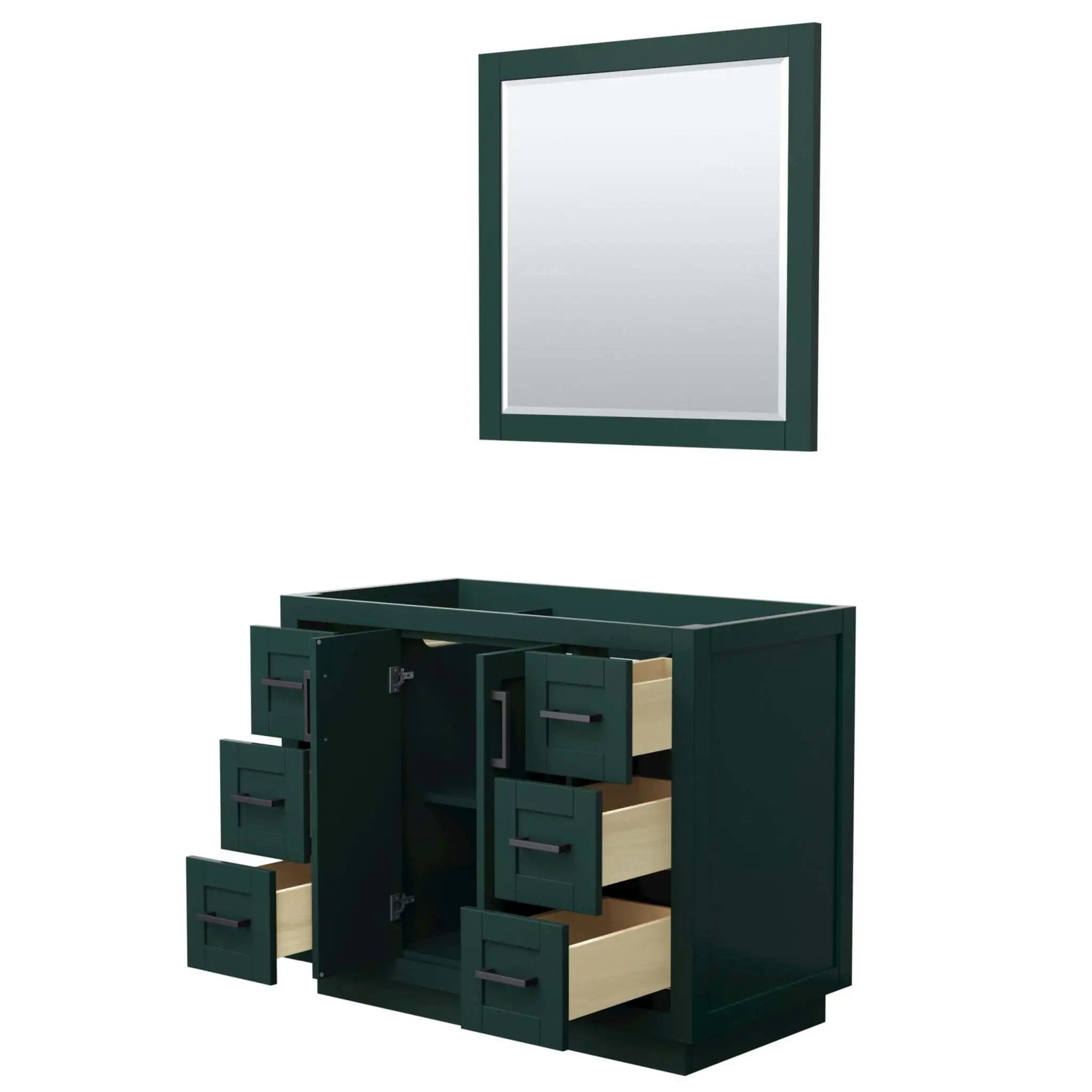 42" Miranda Single Bathroom Vanity in Green with Matte Black Trim & 34" Mirror by Wyndham