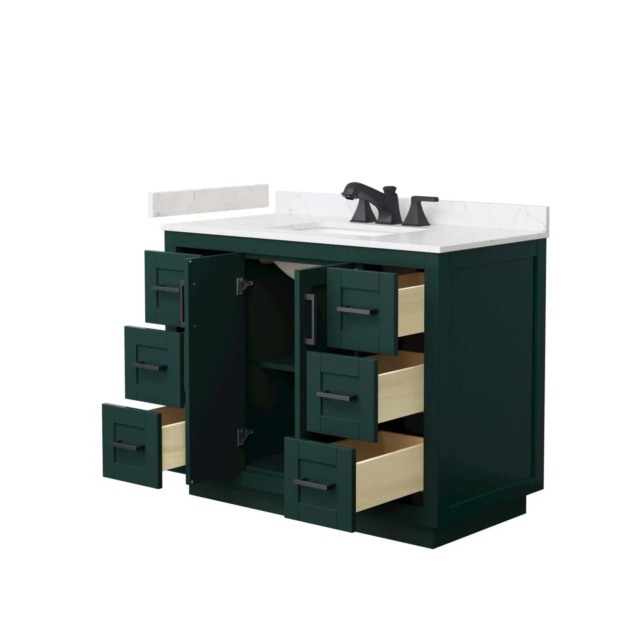 42" Miranda Single Bathroom Vanity in Green with Matte Black Trim by Wyndham