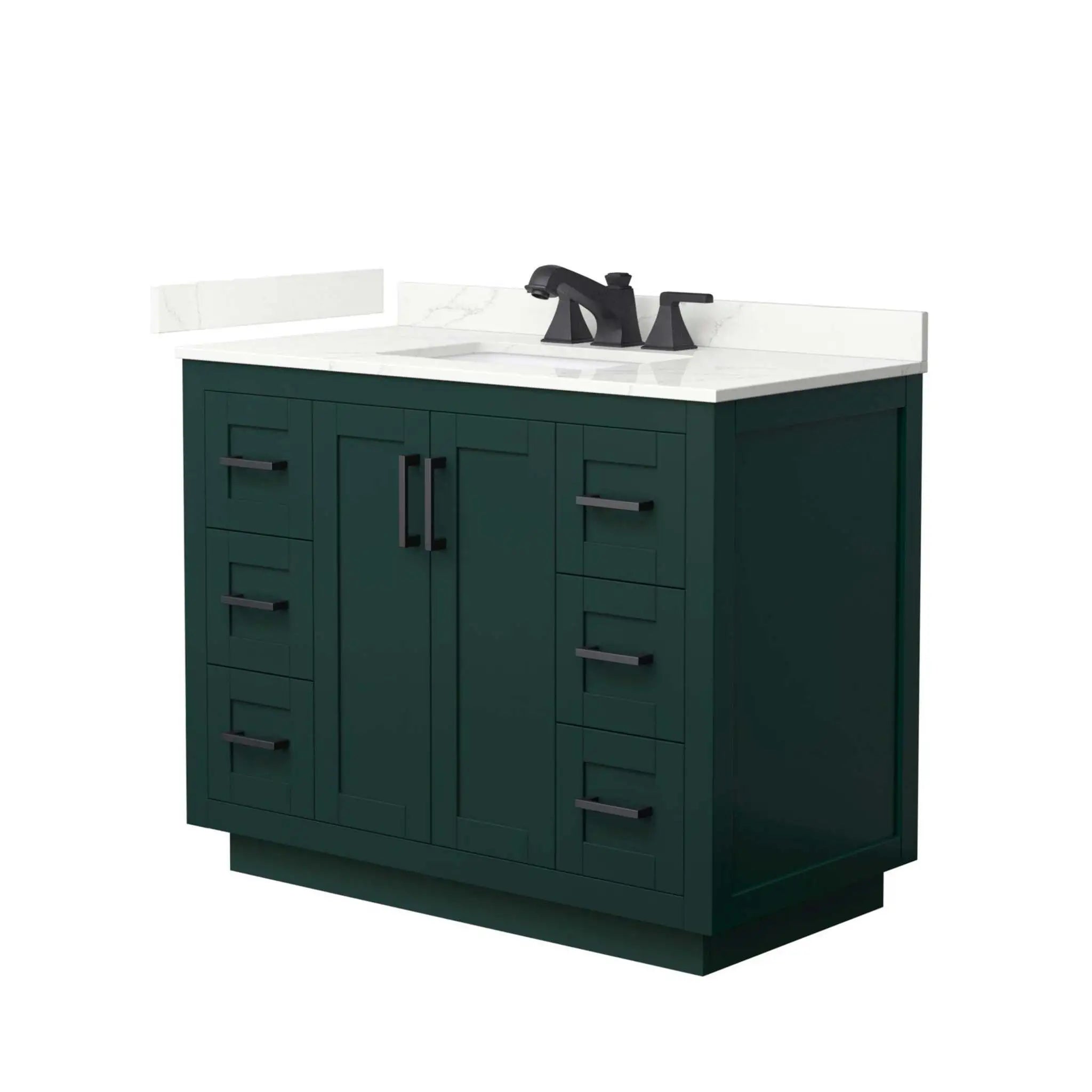 42" Miranda Single Bathroom Vanity in Green with Matte Black Trim by Wyndham