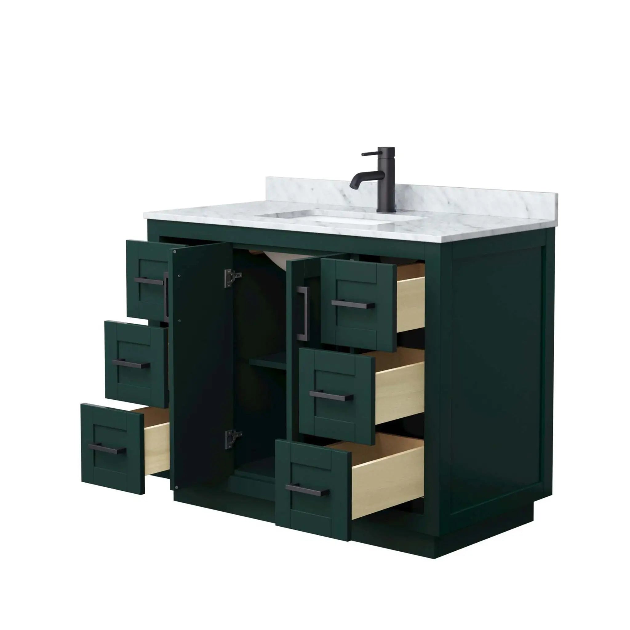 42" Miranda Single Bathroom Vanity in Green with Matte Black Trim by Wyndham