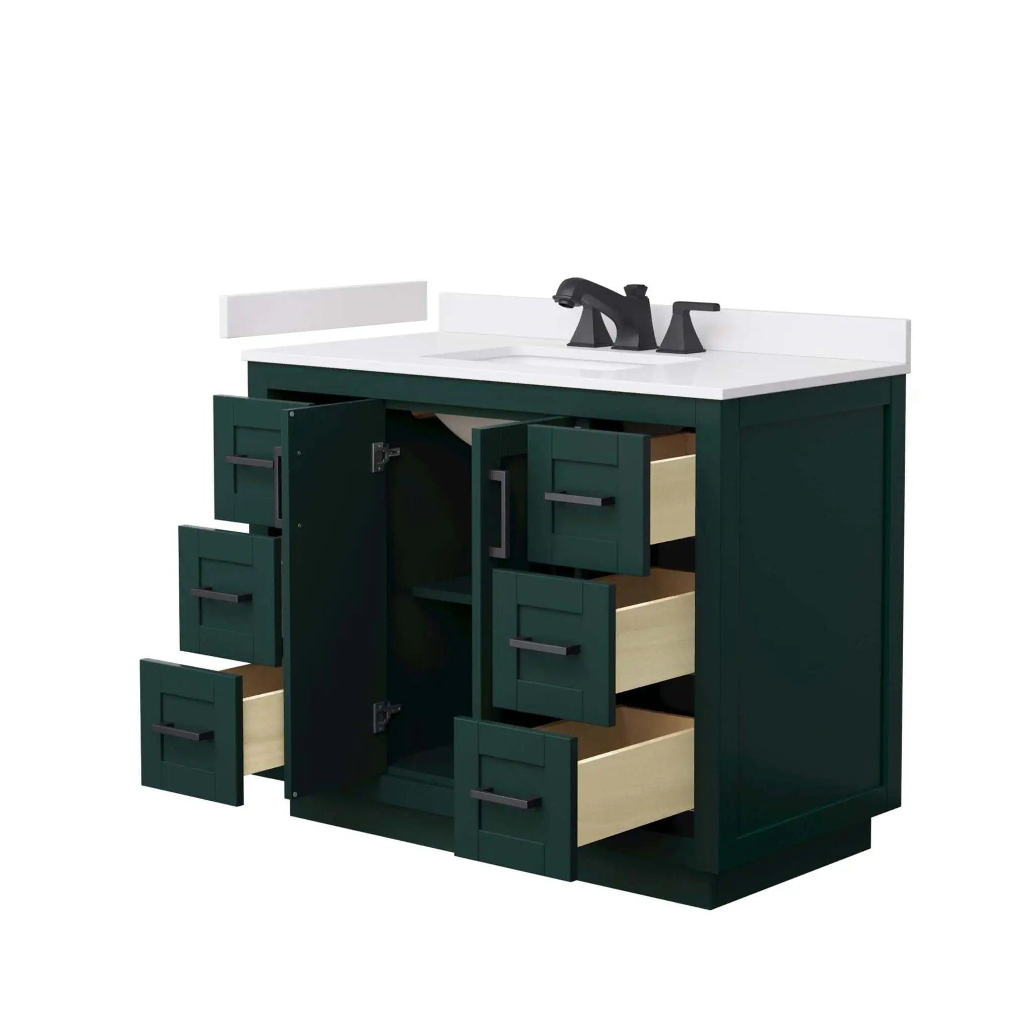 42" Miranda Single Bathroom Vanity in Green with Matte Black Trim by Wyndham