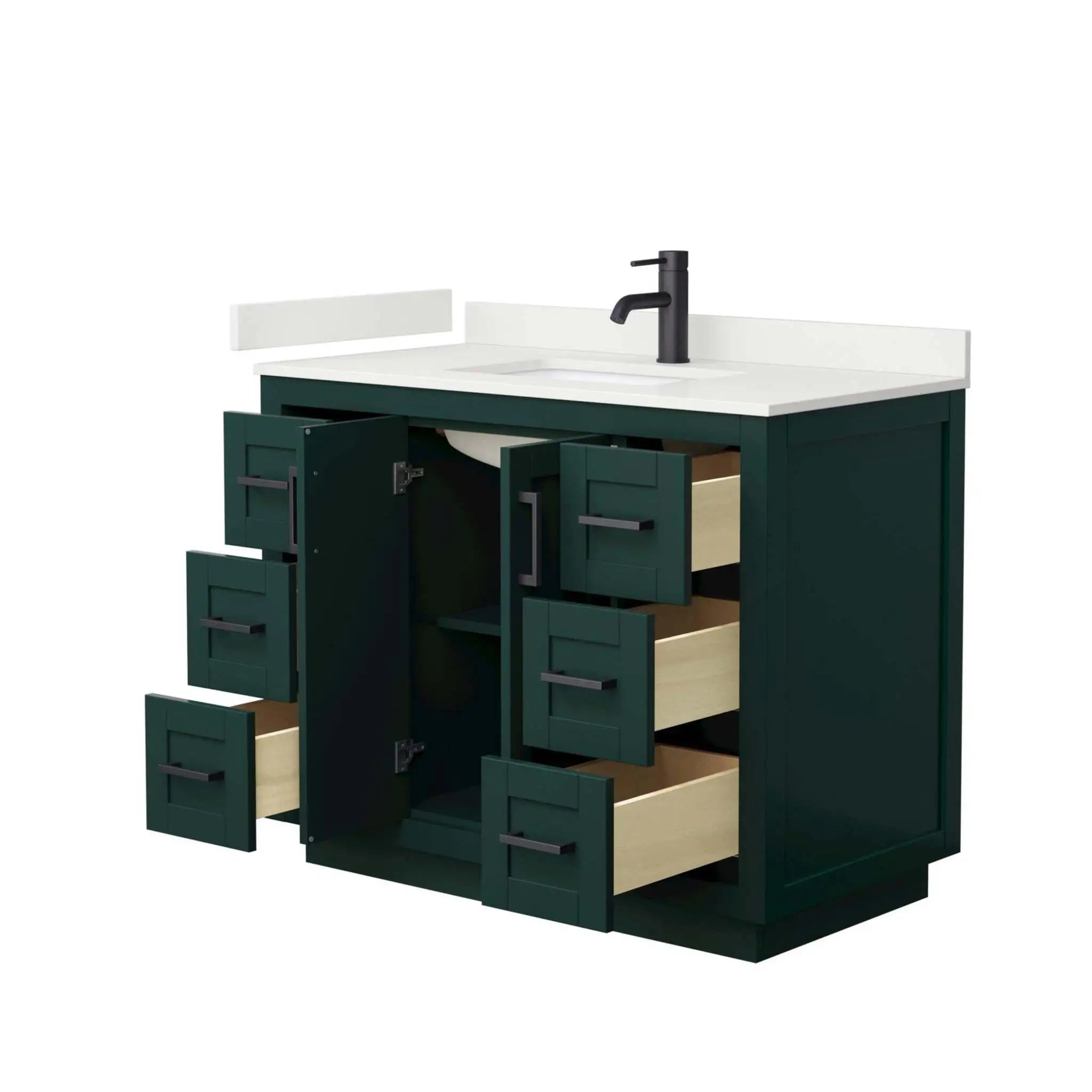 42" Miranda Single Bathroom Vanity in Green with Matte Black Trim by Wyndham