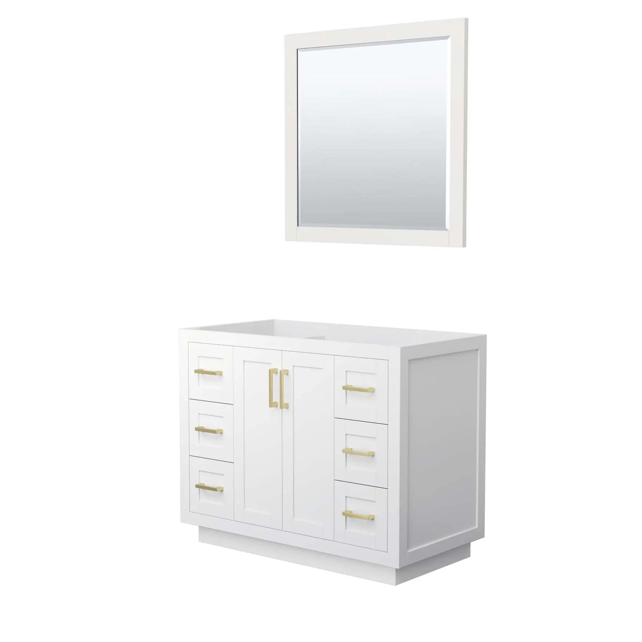 42" Miranda Single Bathroom Vanity in White with Brushed Gold Trim & 34" Mirror by Wyndham