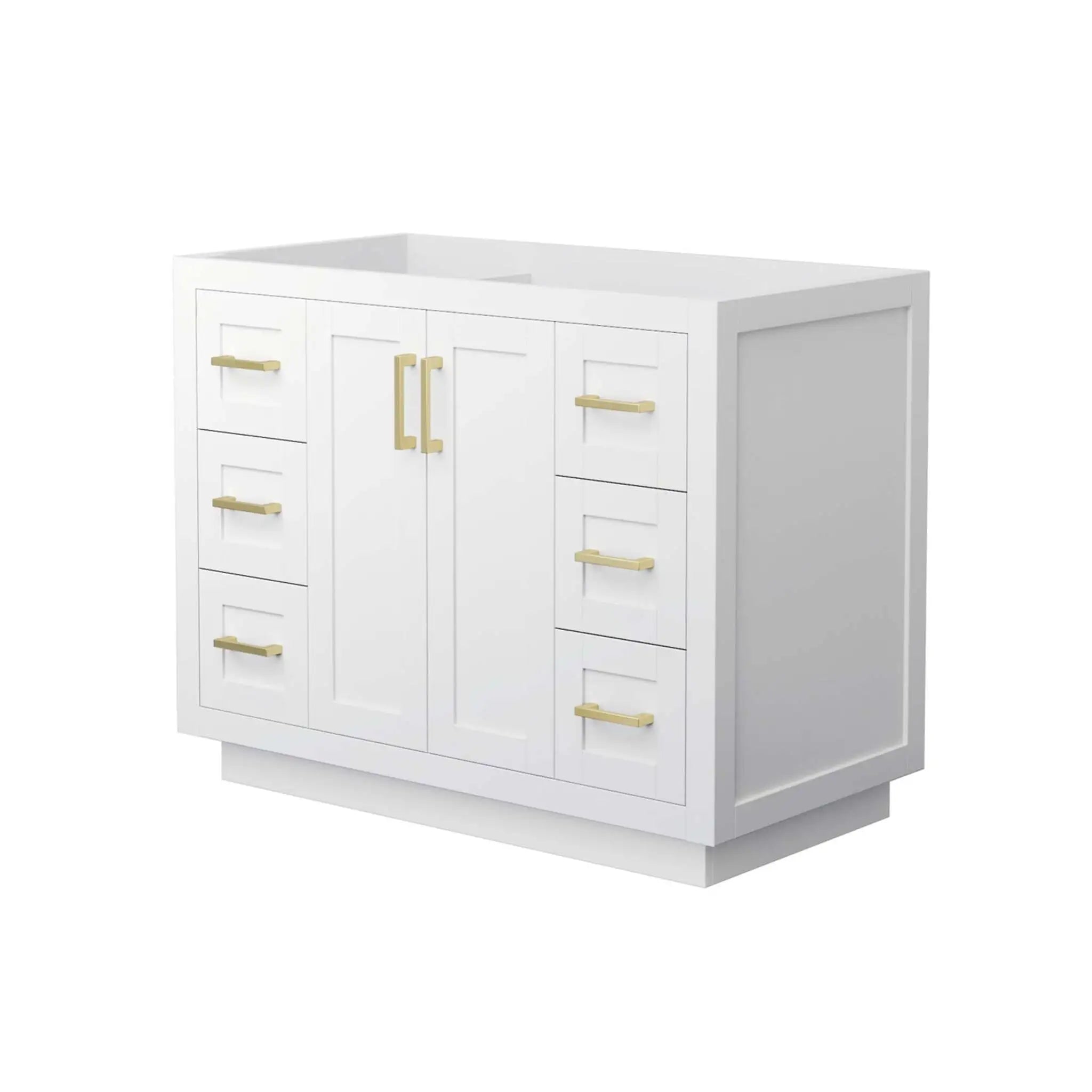 42" Miranda Single Bathroom Vanity in White with Brushed Gold Trim by Wyndham