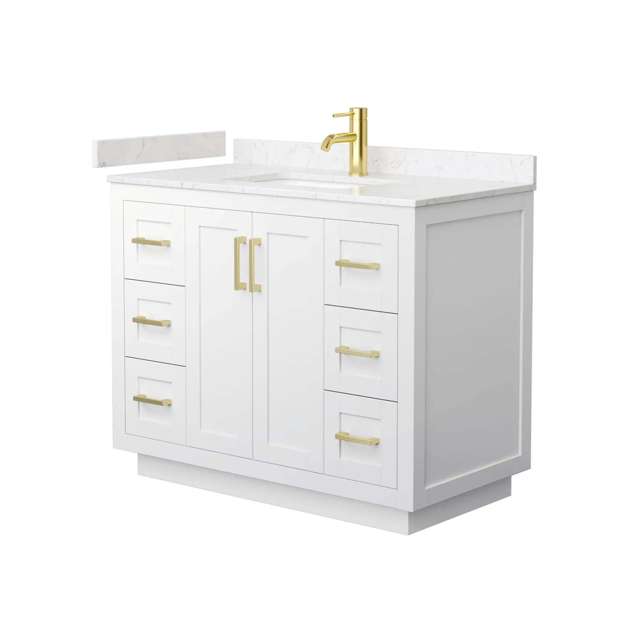 42" Miranda Single Bathroom Vanity in White with Brushed Gold Trim by Wyndham