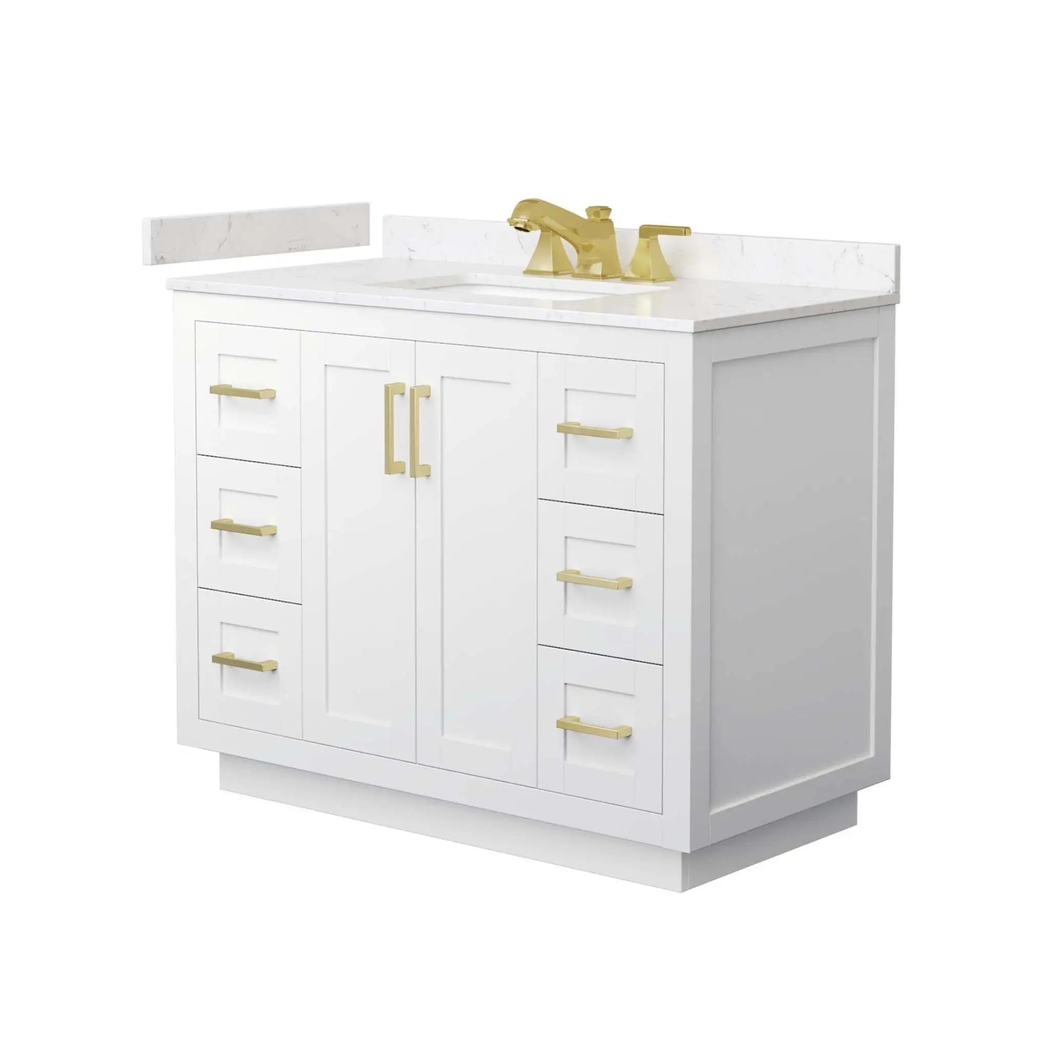 42" Miranda Single Bathroom Vanity in White with Brushed Gold Trim by Wyndham