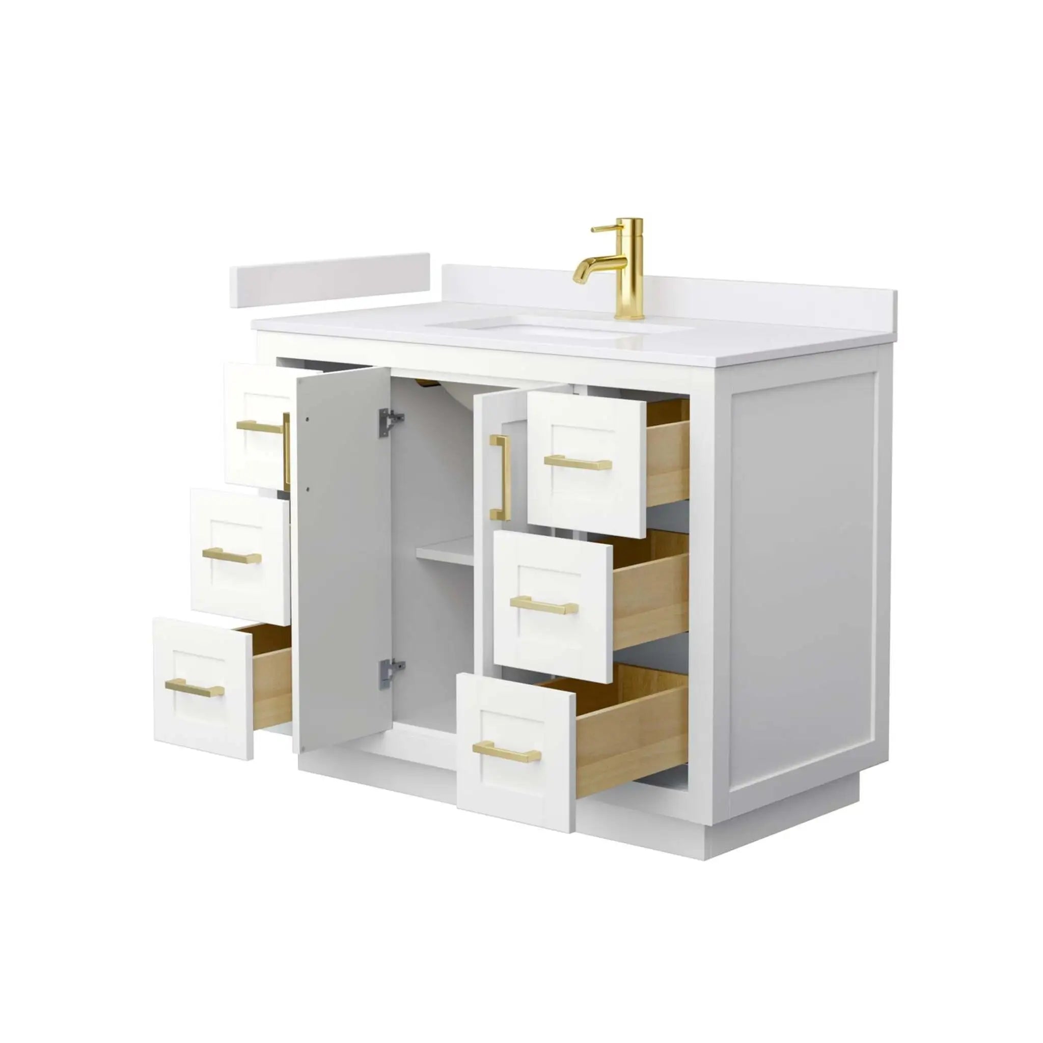 42" Miranda Single Bathroom Vanity in White with Brushed Gold Trim by Wyndham