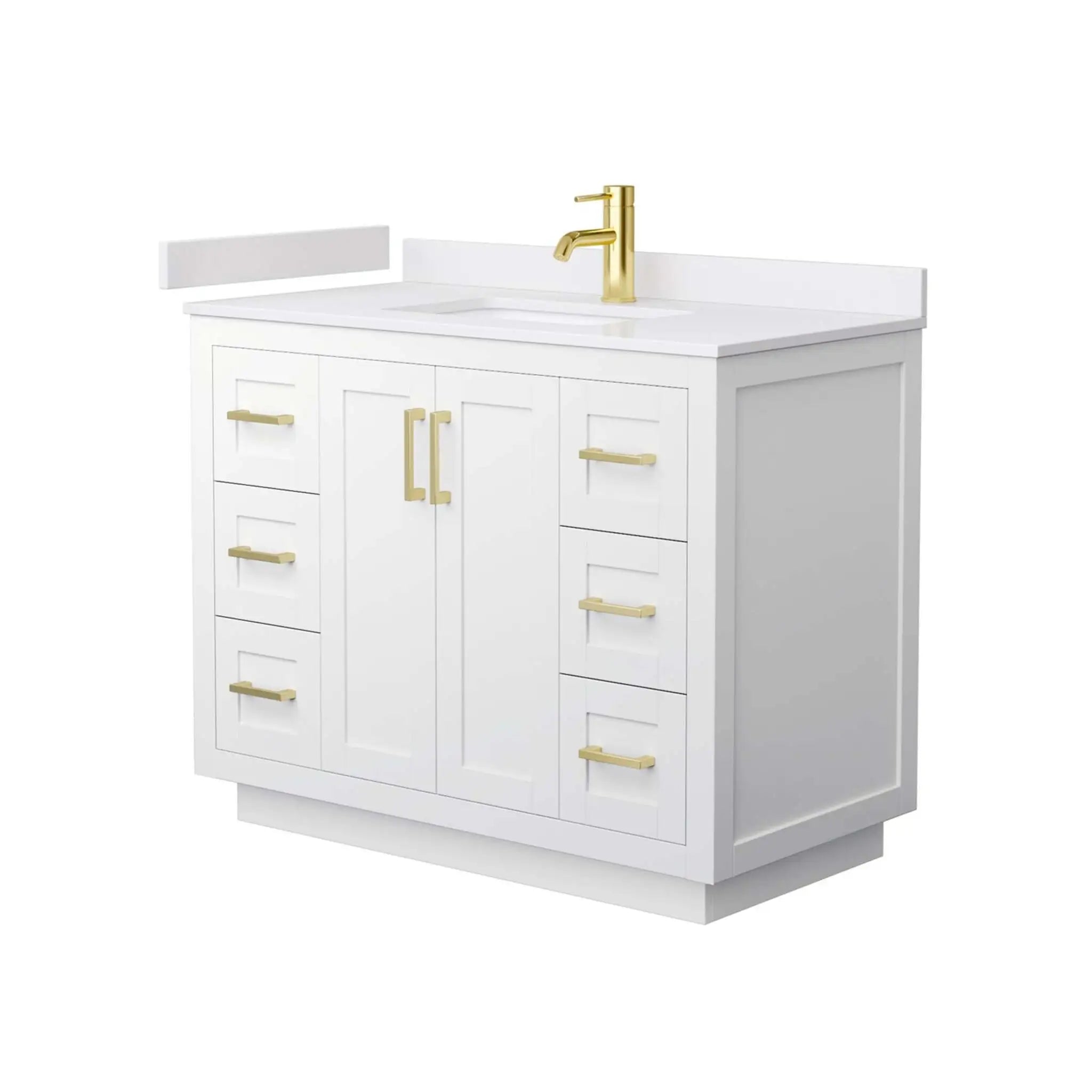 42" Miranda Single Bathroom Vanity in White with Brushed Gold Trim by Wyndham