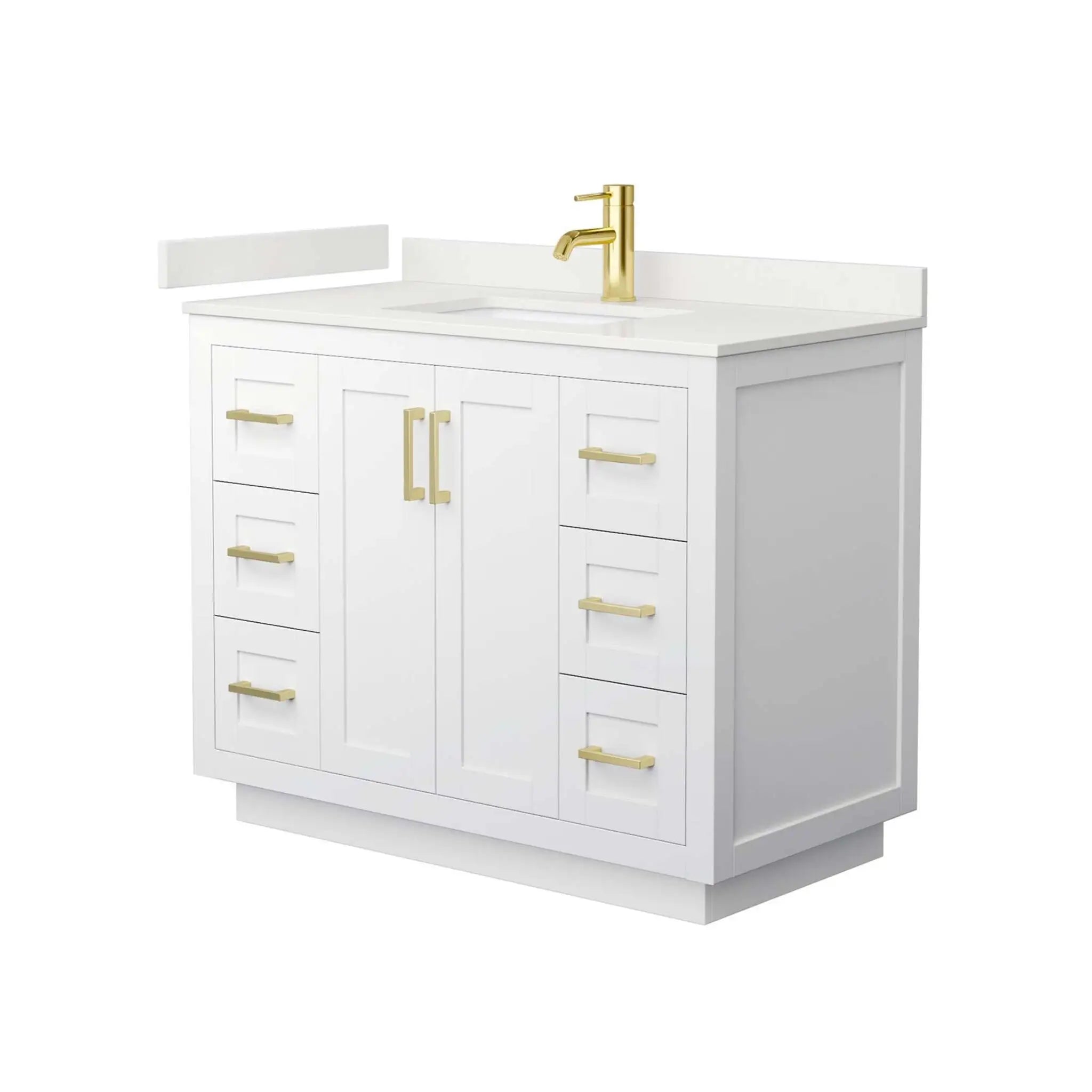 42" Miranda Single Bathroom Vanity in White with Brushed Gold Trim by Wyndham