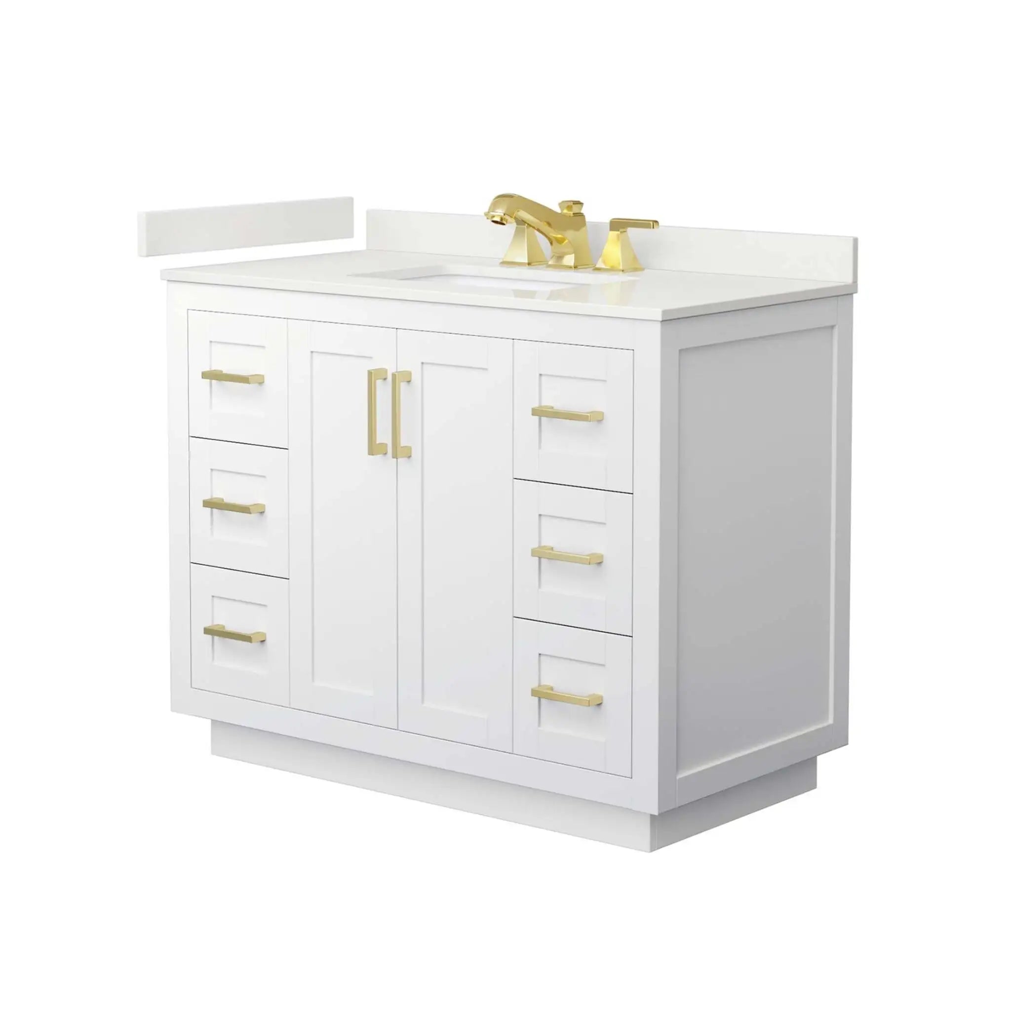 42" Miranda Single Bathroom Vanity in White with Brushed Gold Trim by Wyndham