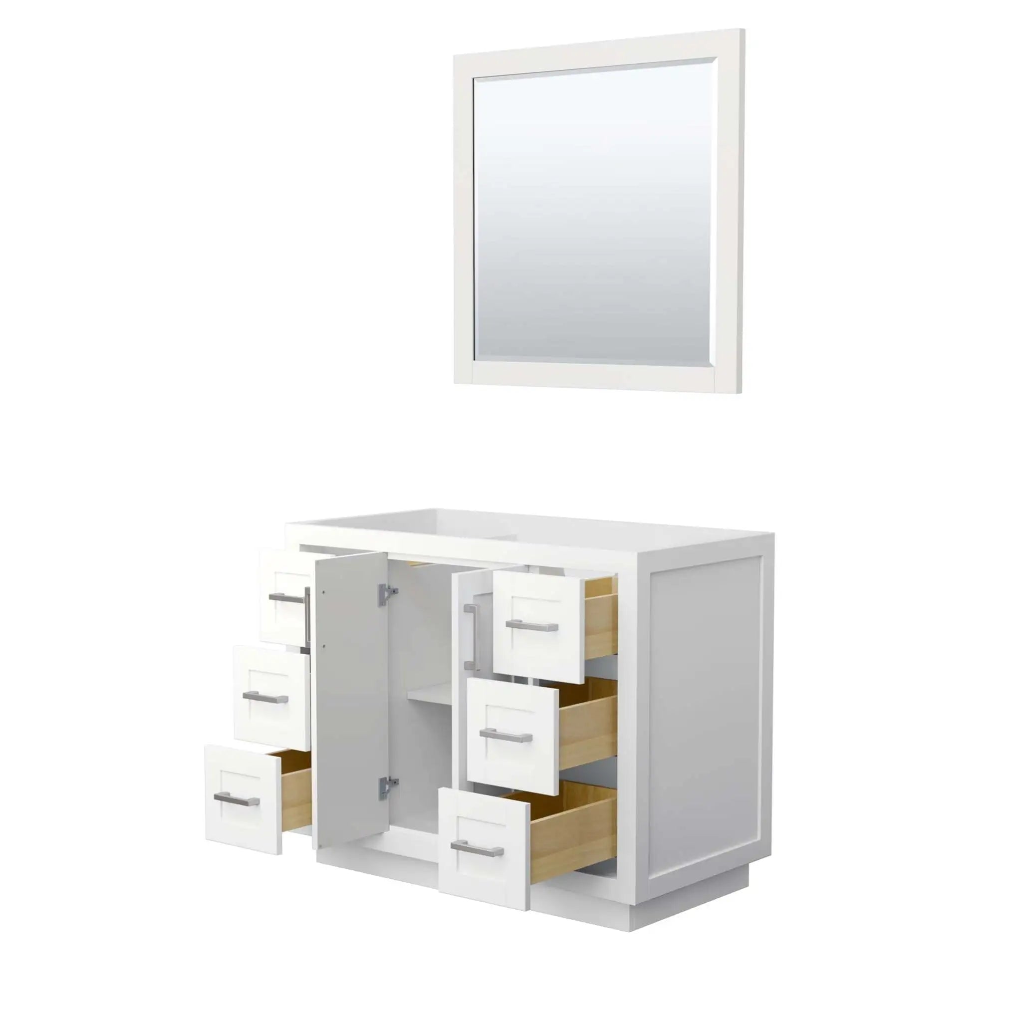 42" Miranda Single Bathroom Vanity in White with Brushed Nickel Trim & 34" Mirror by Wyndham