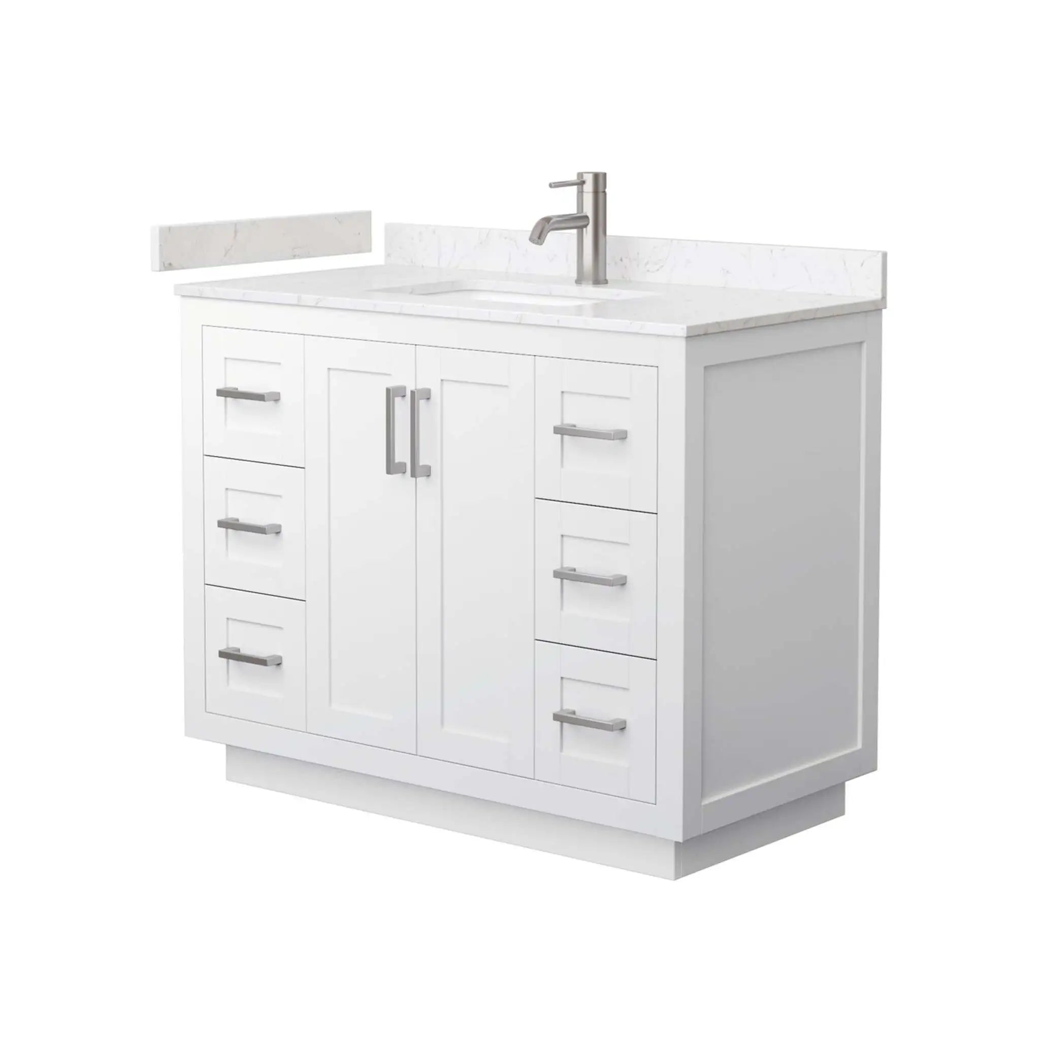 42" Miranda Single Bathroom Vanity in White with Brushed Nickel Trim by Wyndham