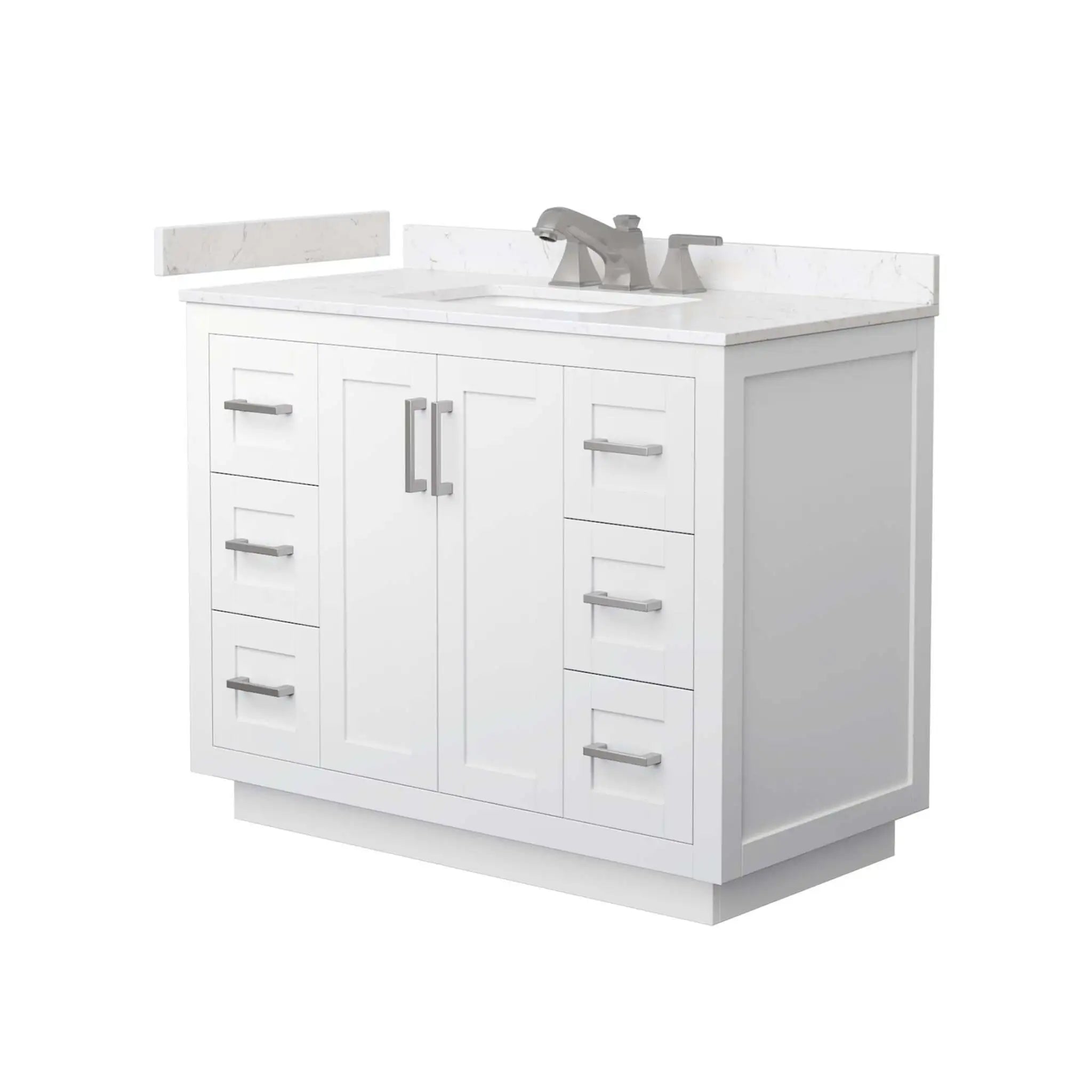 42" Miranda Single Bathroom Vanity in White with Brushed Nickel Trim by Wyndham