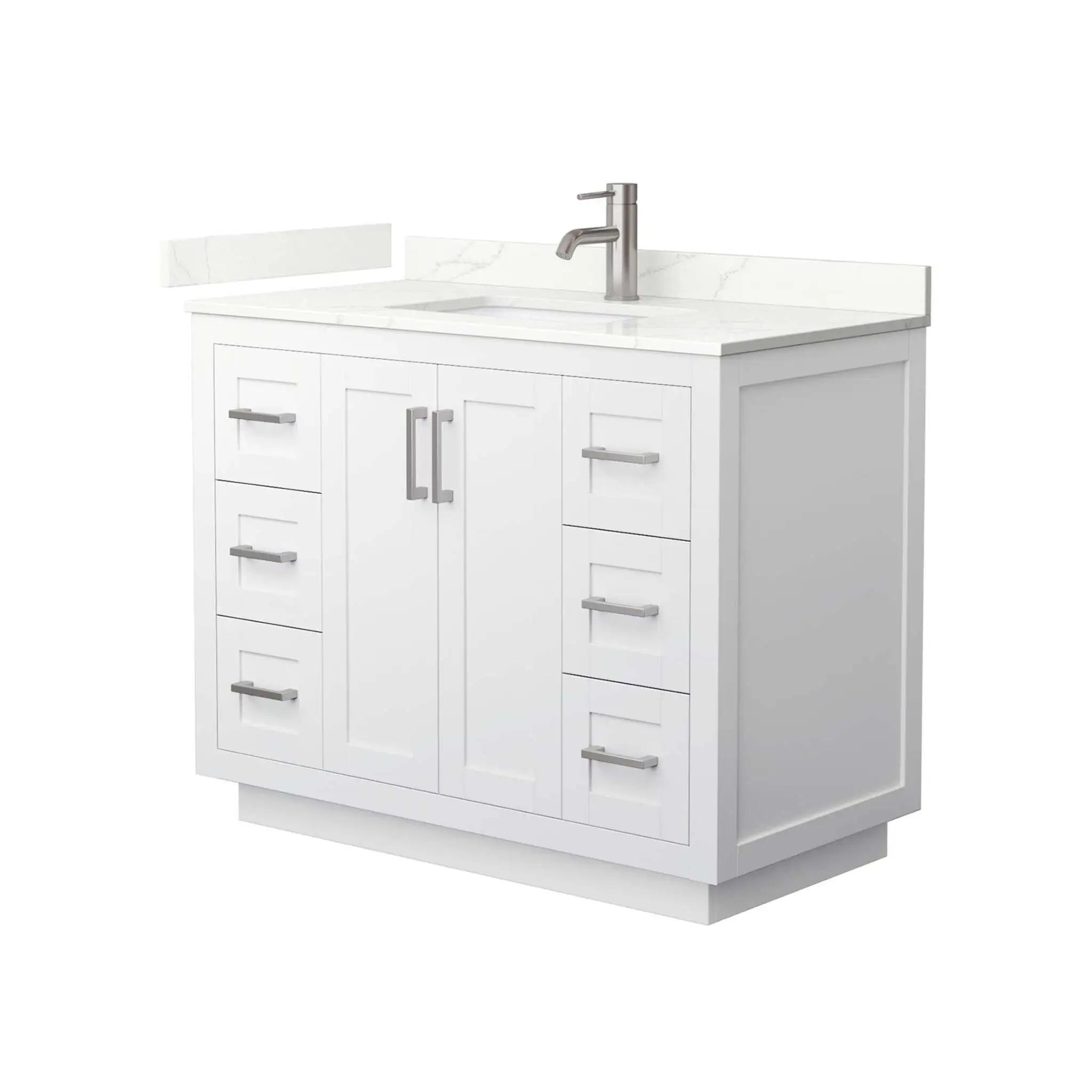 42" Miranda Single Bathroom Vanity in White with Brushed Nickel Trim by Wyndham