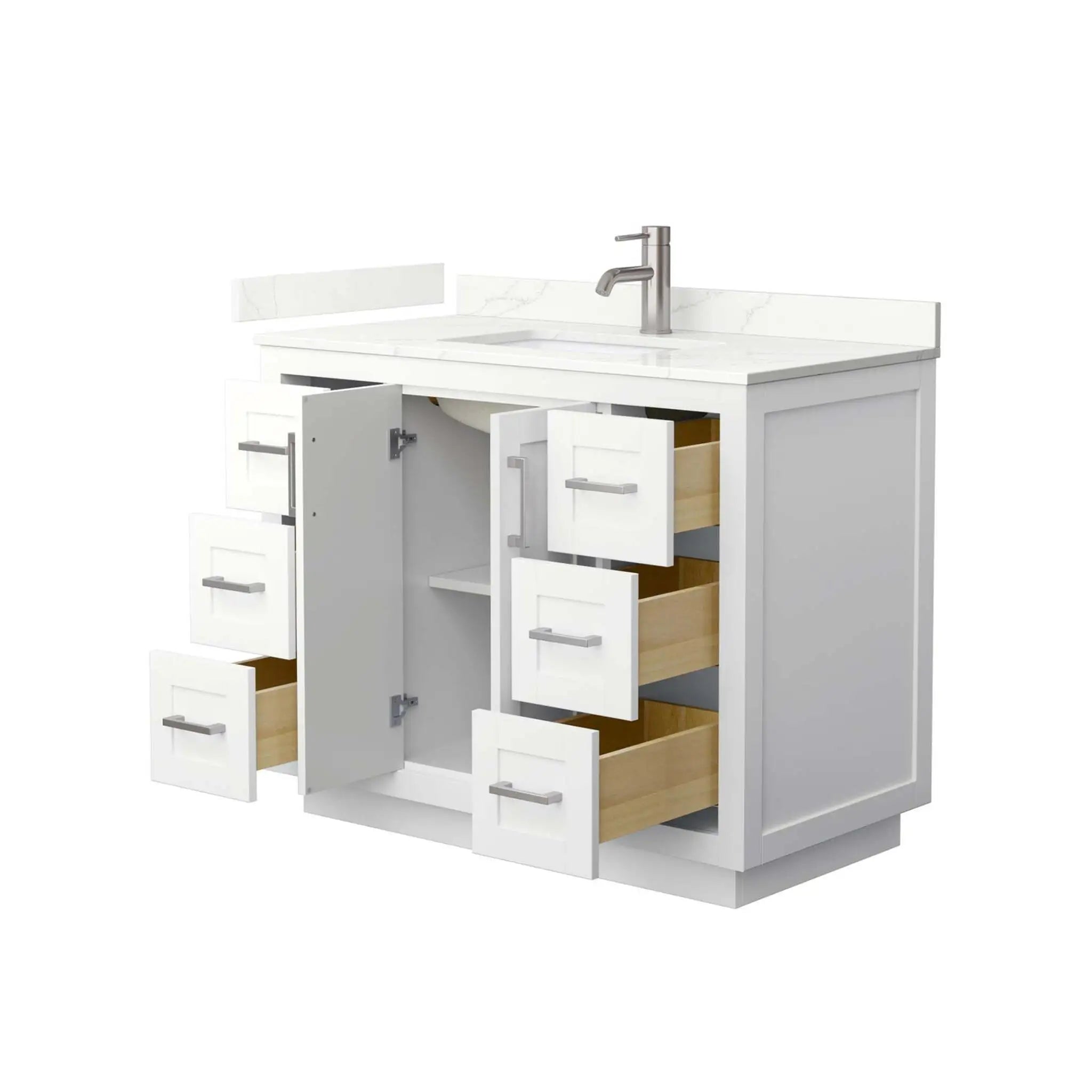42" Miranda Single Bathroom Vanity in White with Brushed Nickel Trim by Wyndham