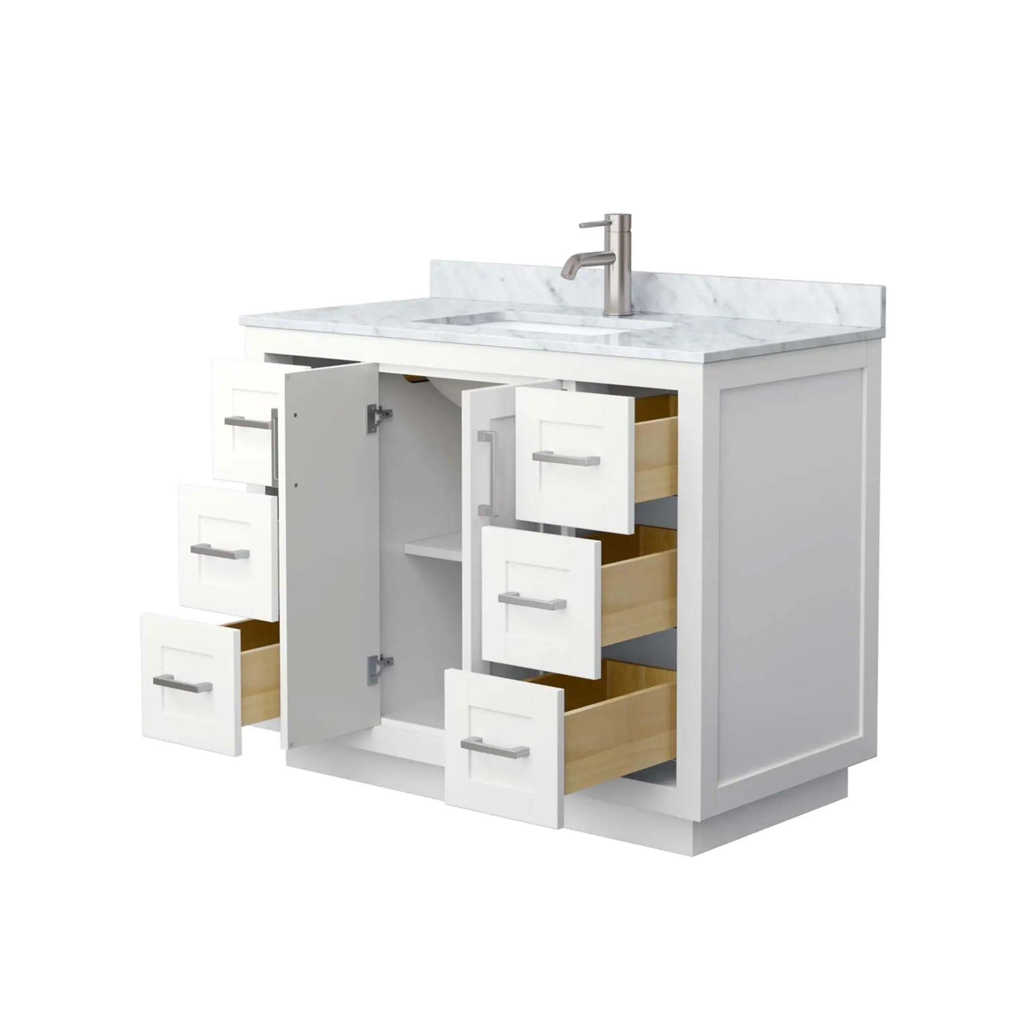 42" Miranda Single Bathroom Vanity in White with Brushed Nickel Trim by Wyndham
