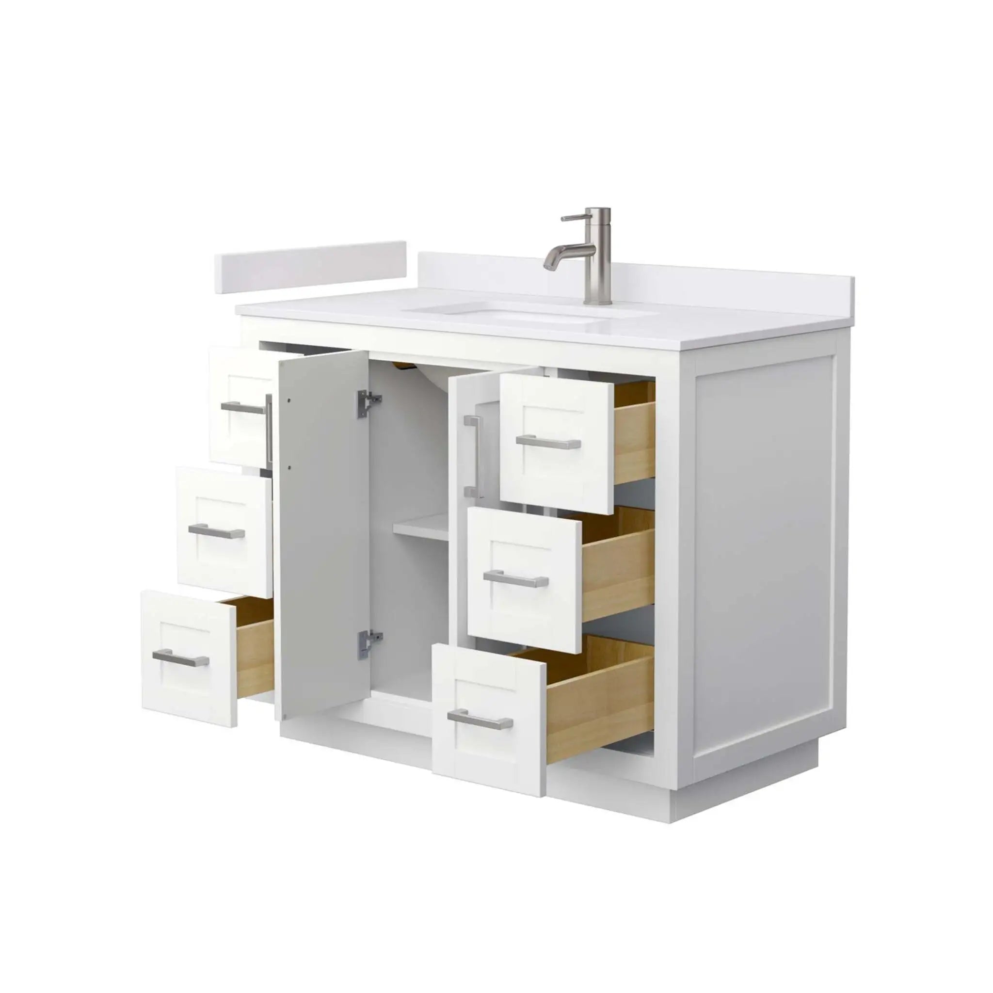 42" Miranda Single Bathroom Vanity in White with Brushed Nickel Trim by Wyndham
