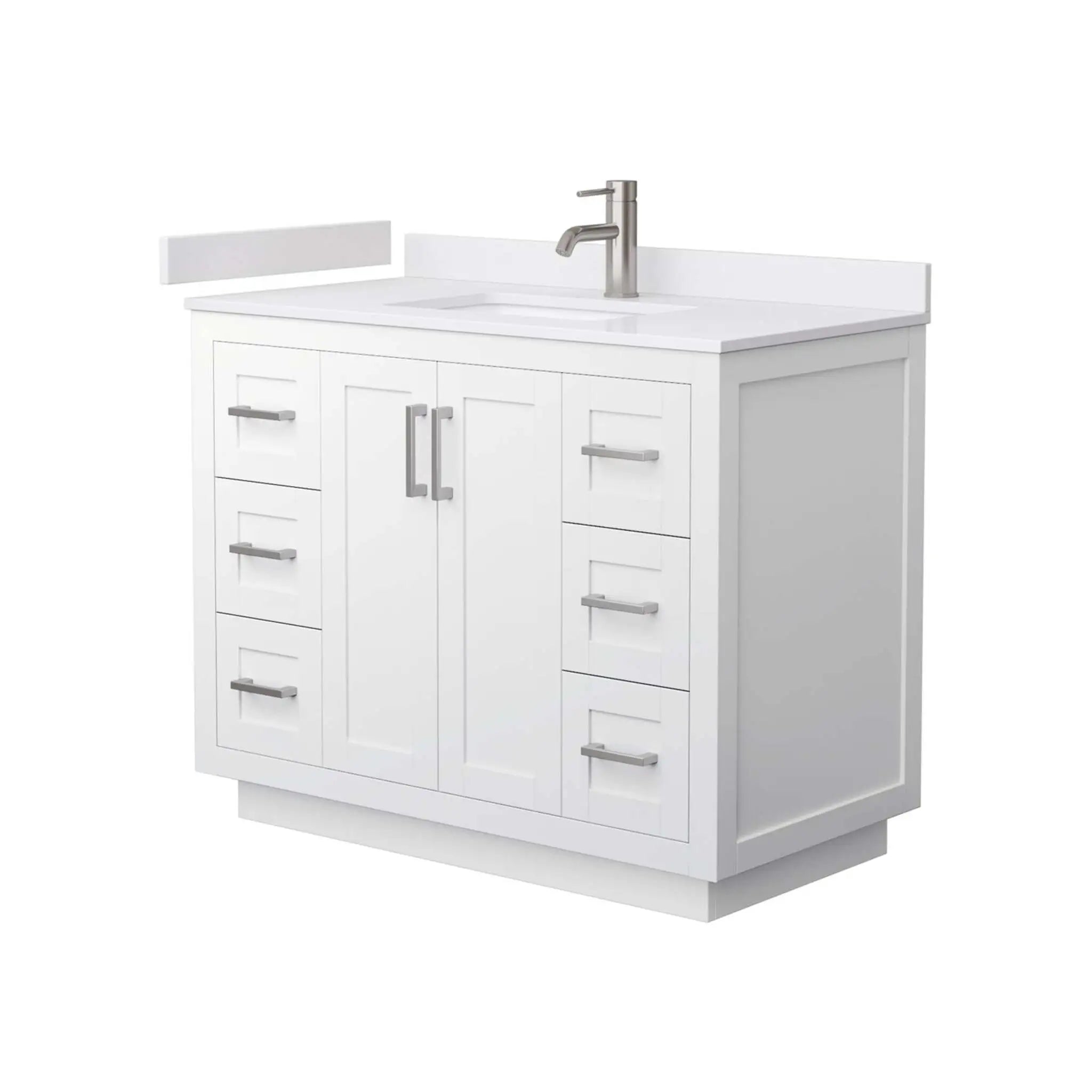 42" Miranda Single Bathroom Vanity in White with Brushed Nickel Trim by Wyndham