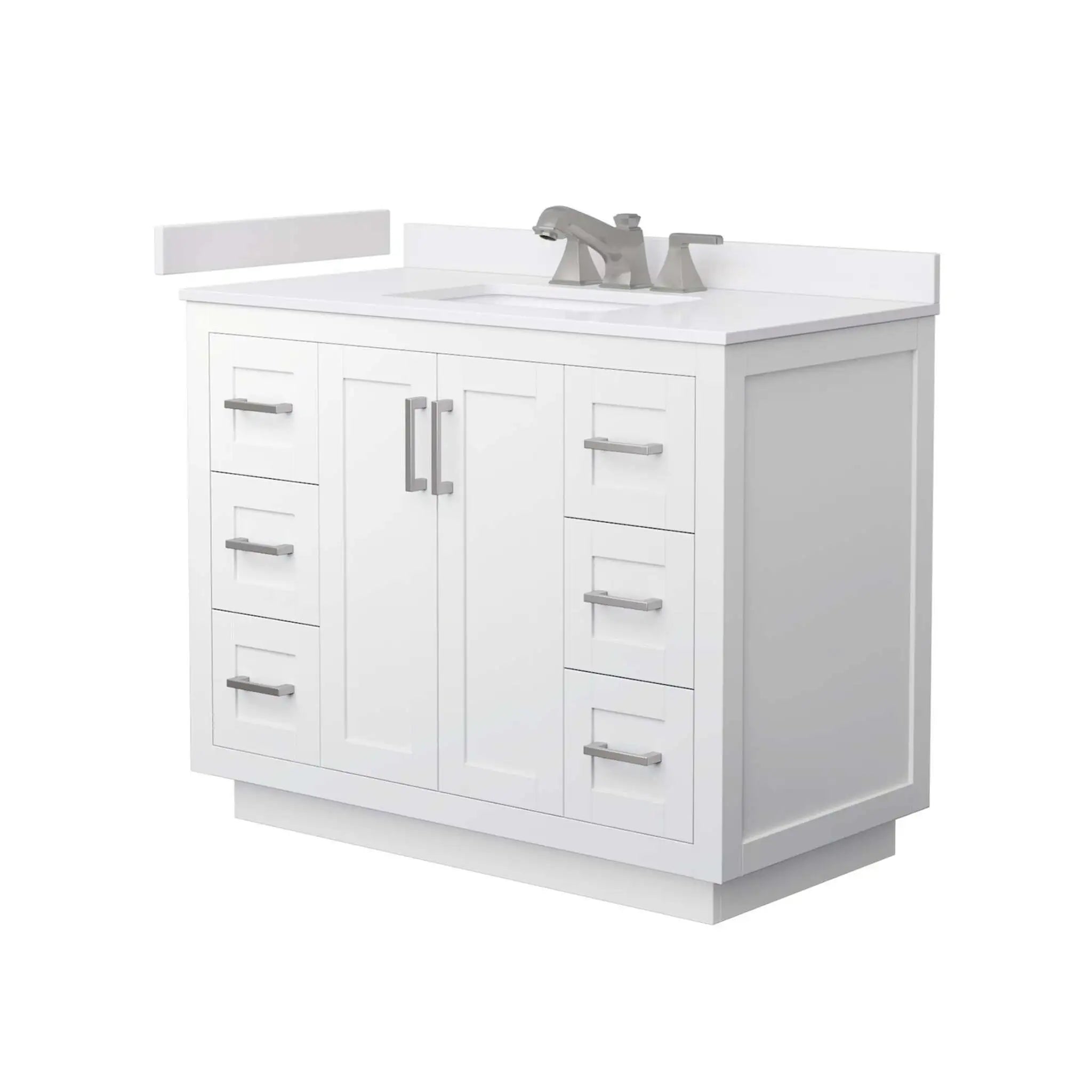 42" Miranda Single Bathroom Vanity in White with Brushed Nickel Trim by Wyndham