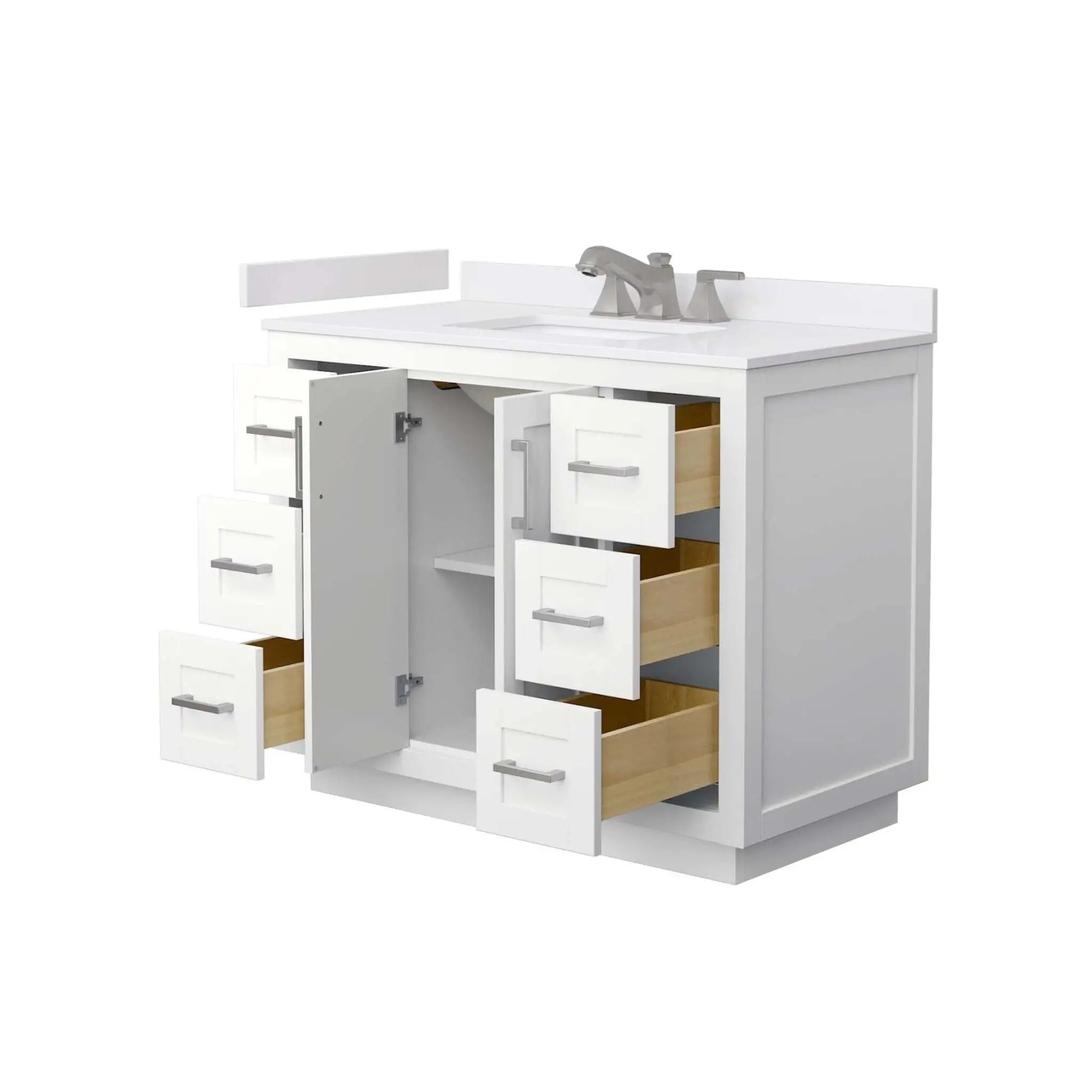 42" Miranda Single Bathroom Vanity in White with Brushed Nickel Trim by Wyndham