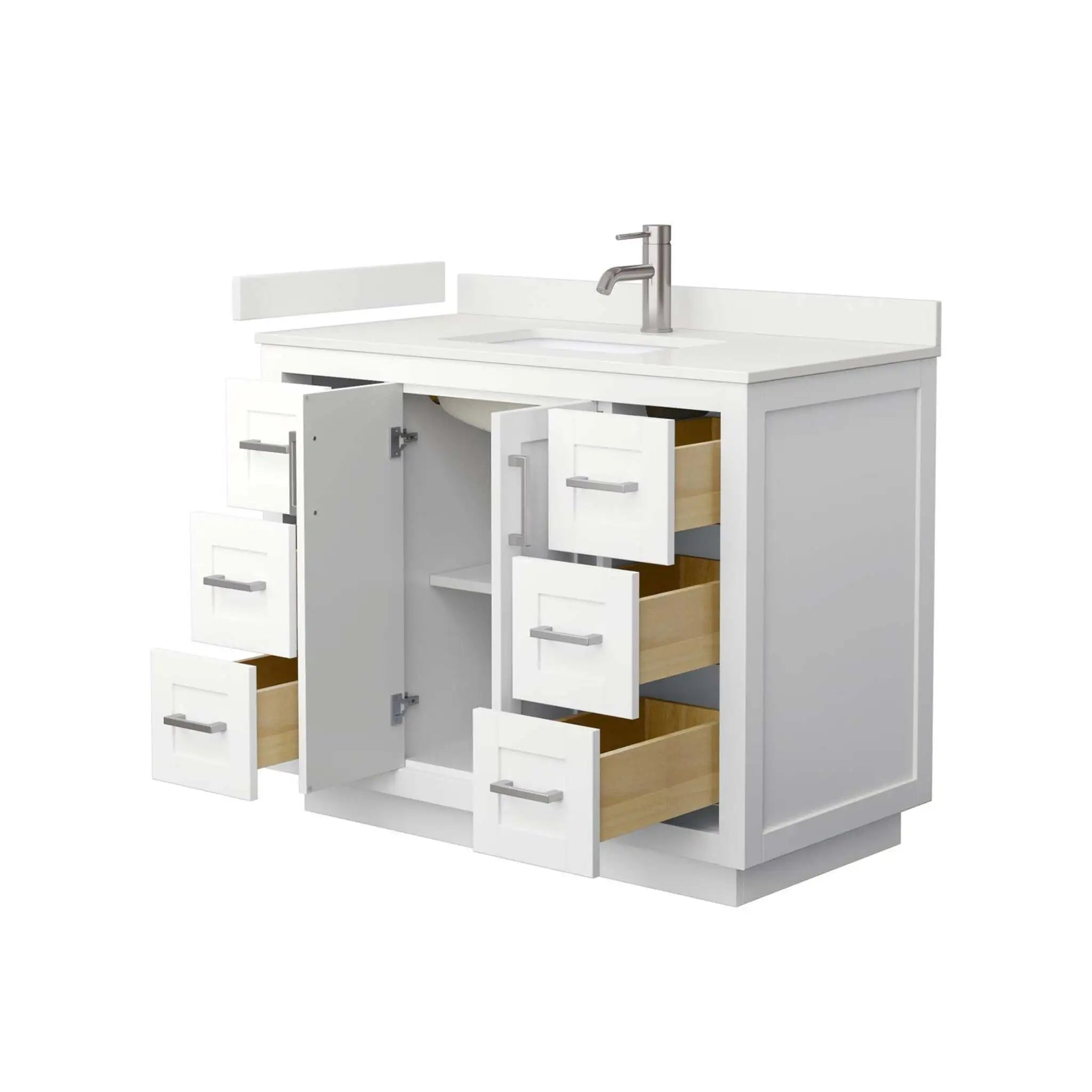 42" Miranda Single Bathroom Vanity in White with Brushed Nickel Trim by Wyndham