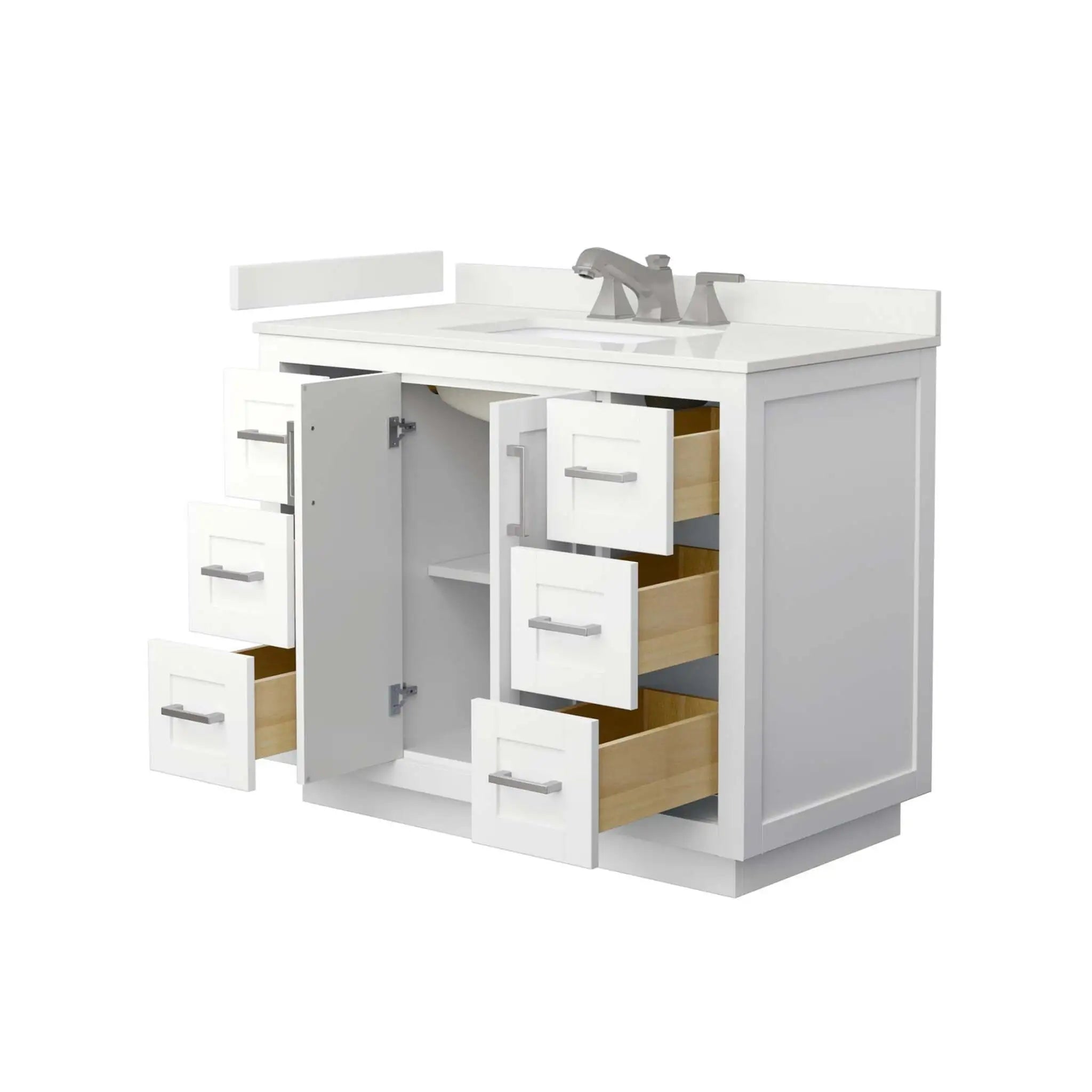 42" Miranda Single Bathroom Vanity in White with Brushed Nickel Trim by Wyndham