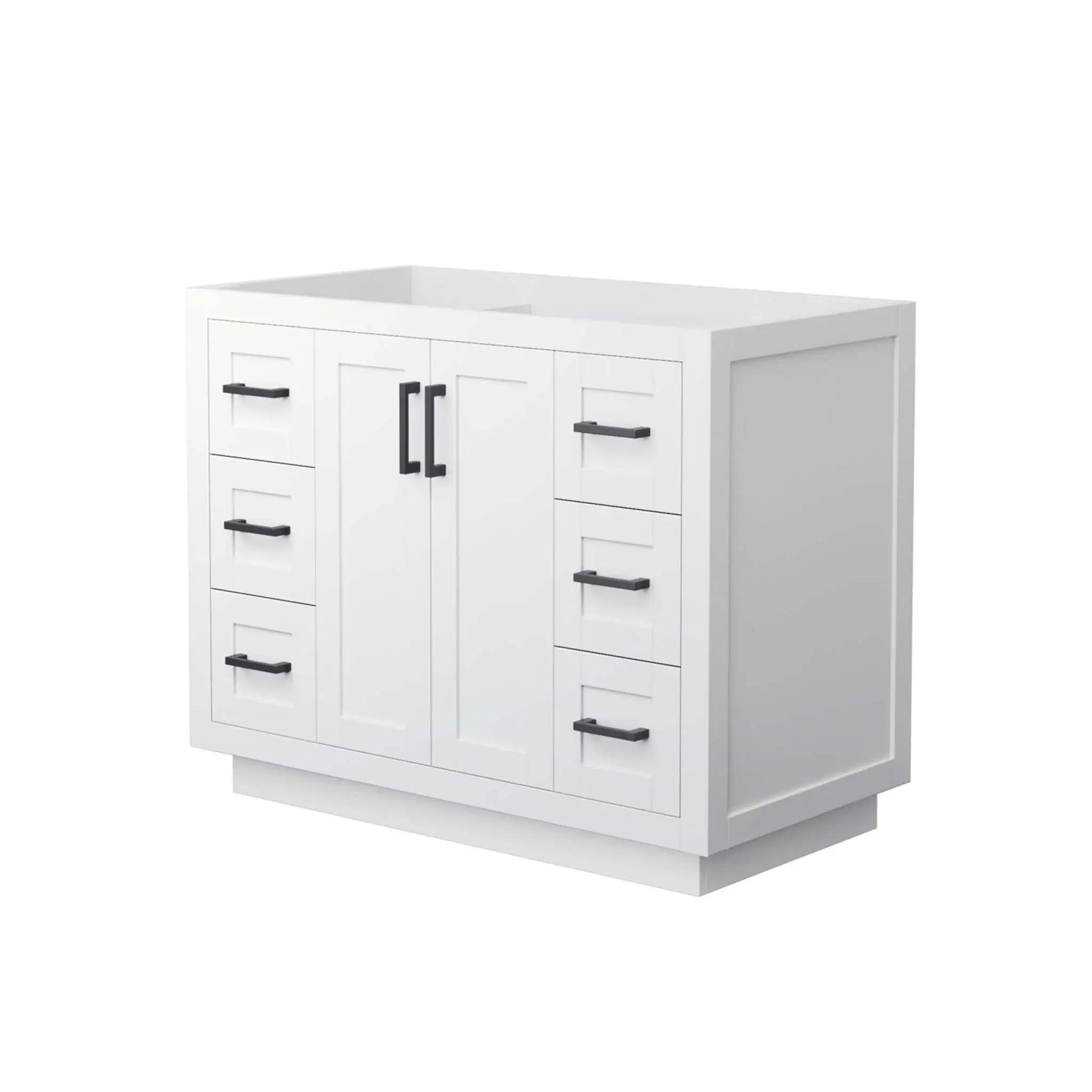 42" Miranda Single Bathroom Vanity in White with Matte Black Trim by Wyndham