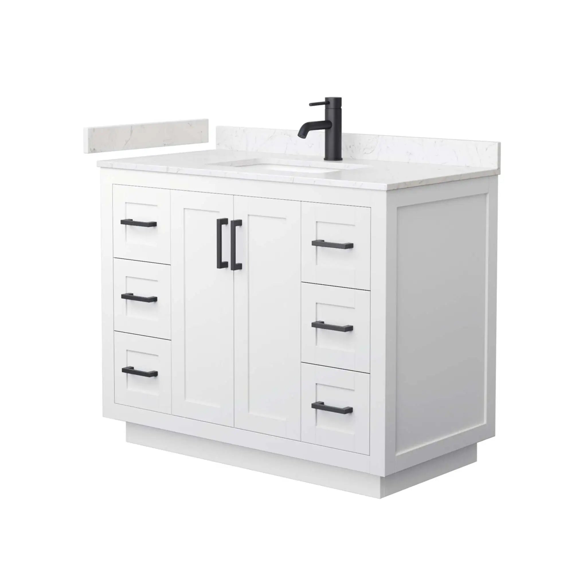 42" Miranda Single Bathroom Vanity in White with Matte Black Trim by Wyndham
