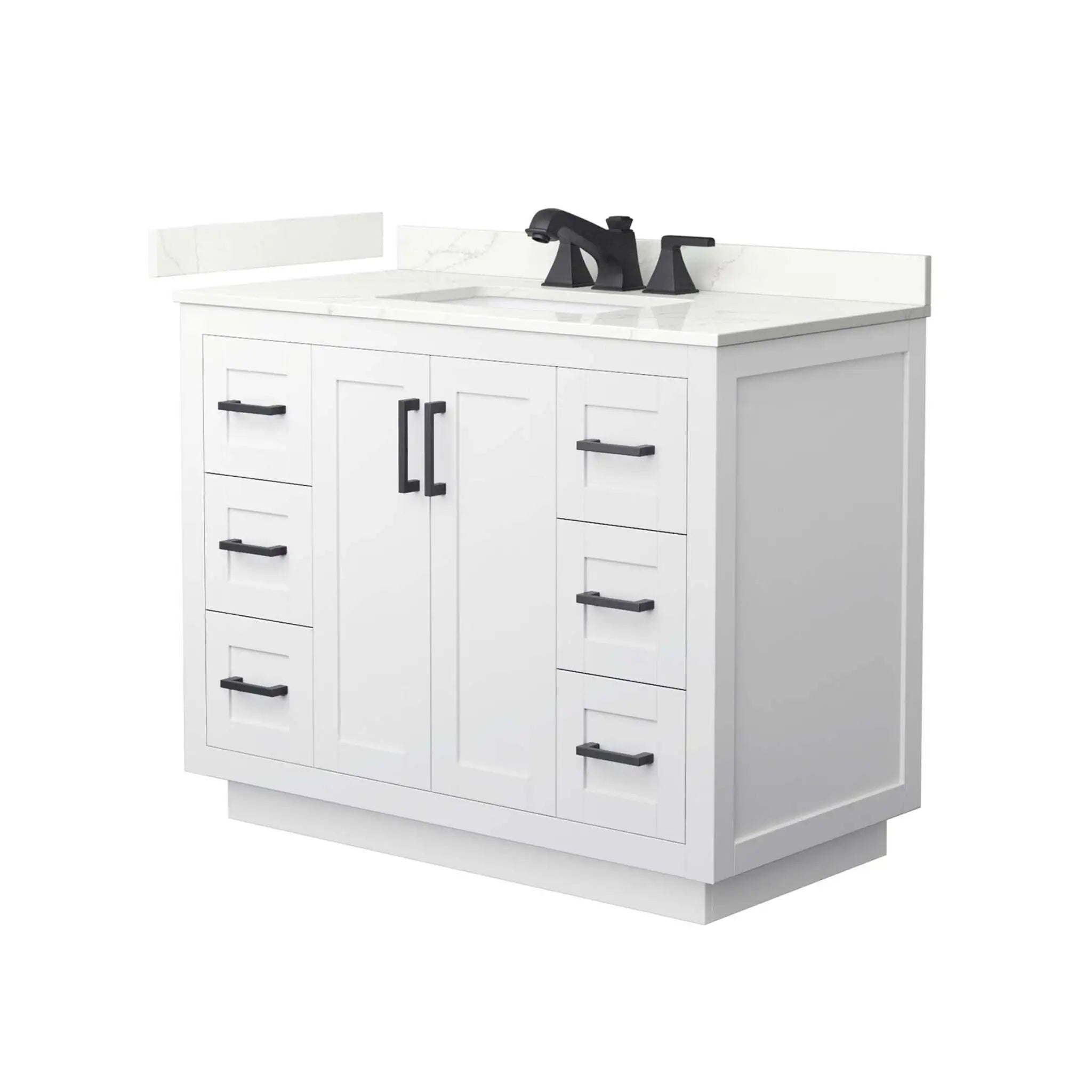 42" Miranda Single Bathroom Vanity in White with Matte Black Trim by Wyndham