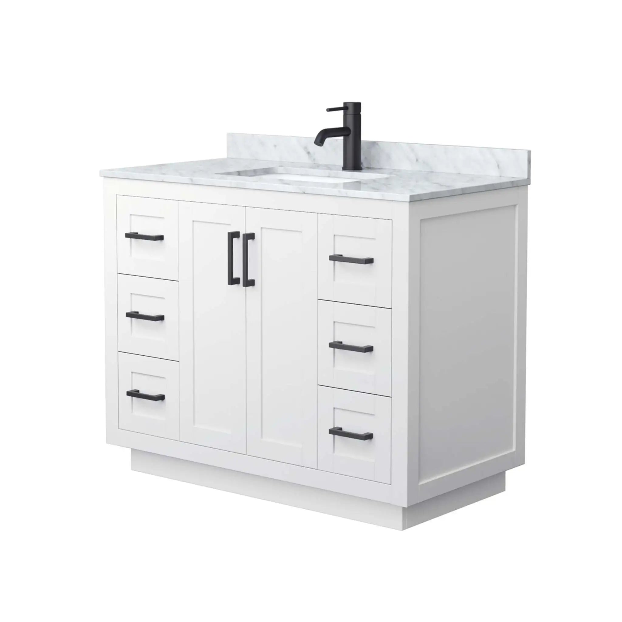 42" Miranda Single Bathroom Vanity in White with Matte Black Trim by Wyndham