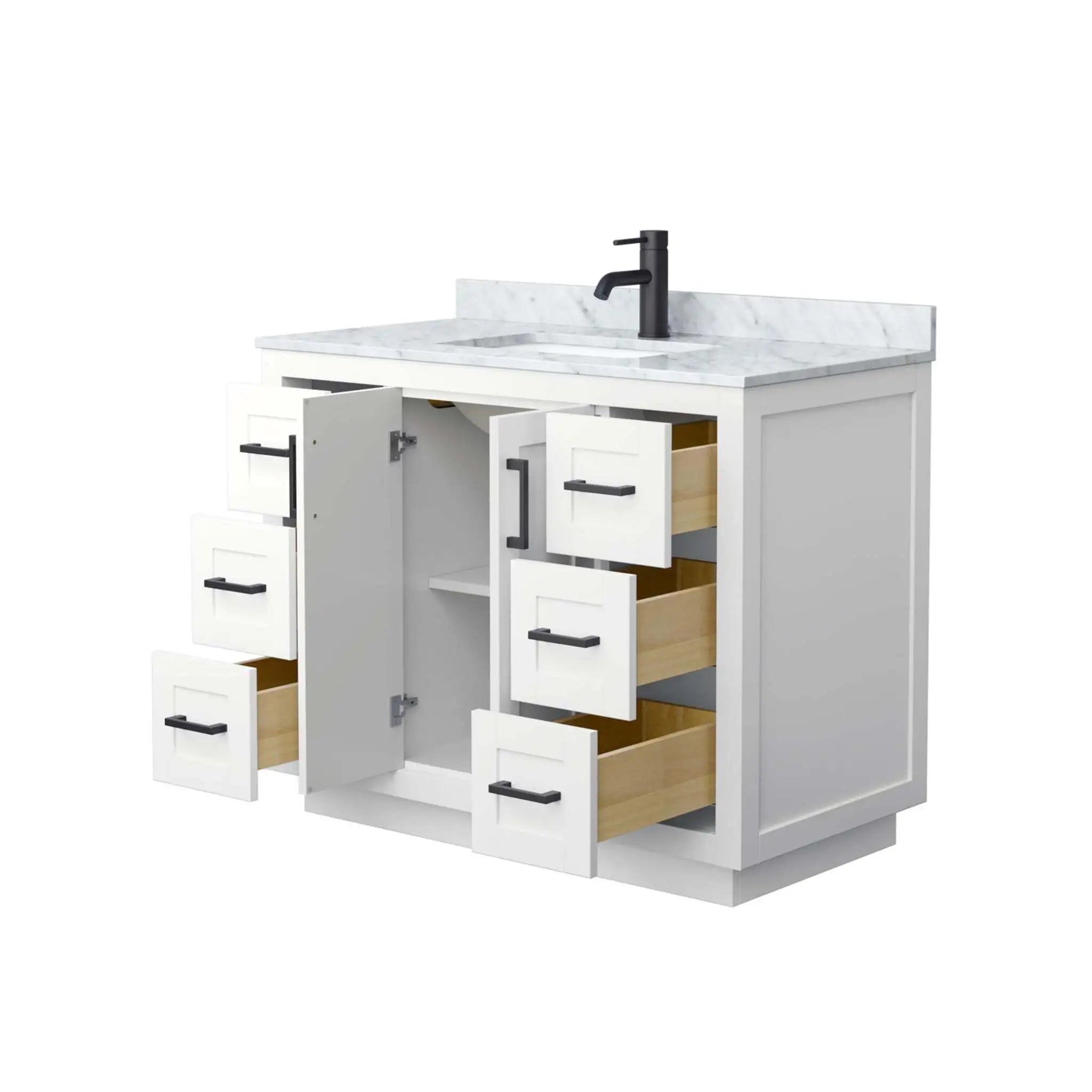 42" Miranda Single Bathroom Vanity in White with Matte Black Trim by Wyndham