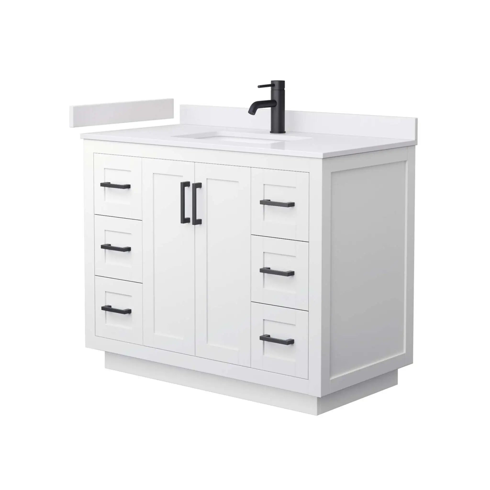 42" Miranda Single Bathroom Vanity in White with Matte Black Trim by Wyndham
