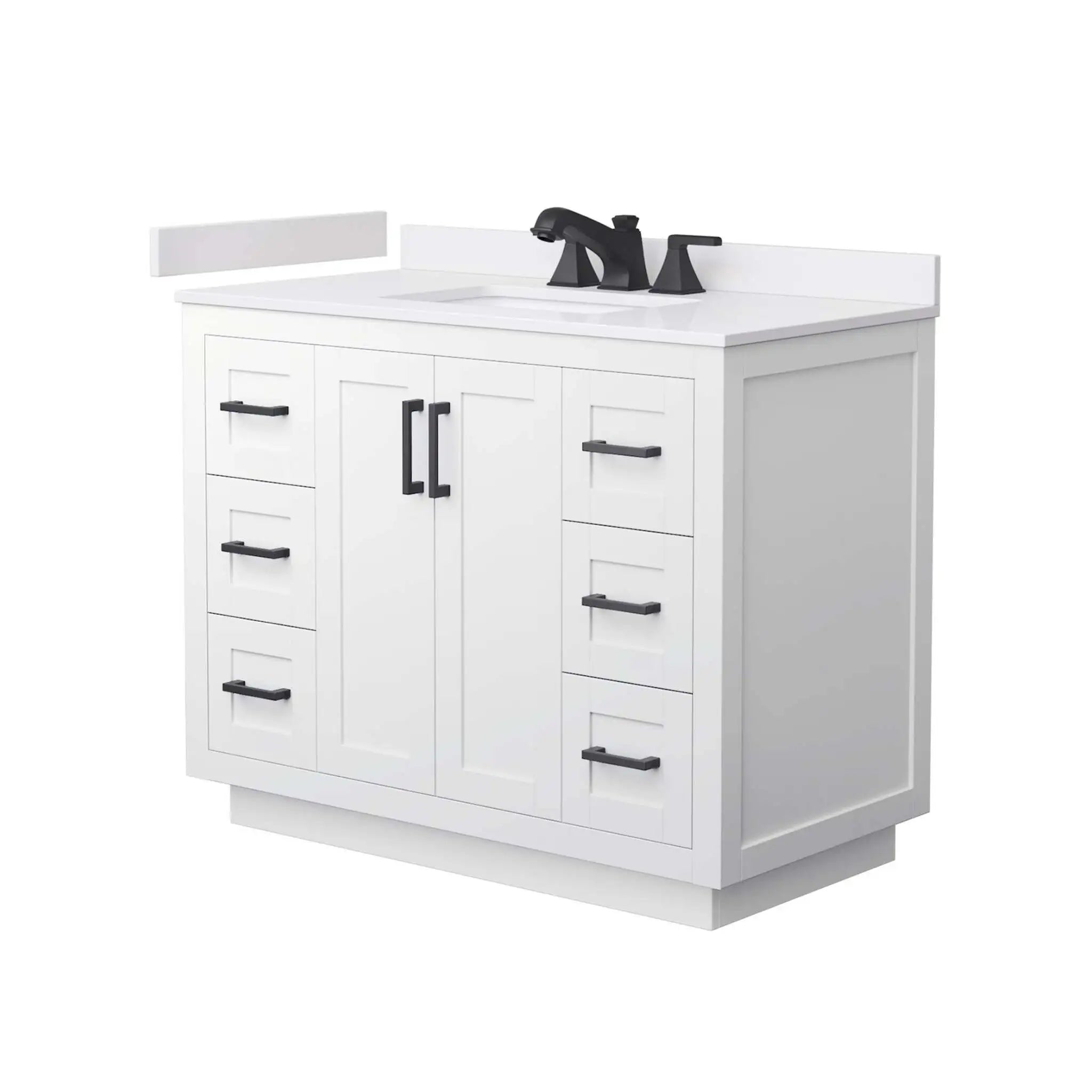 42" Miranda Single Bathroom Vanity in White with Matte Black Trim by Wyndham
