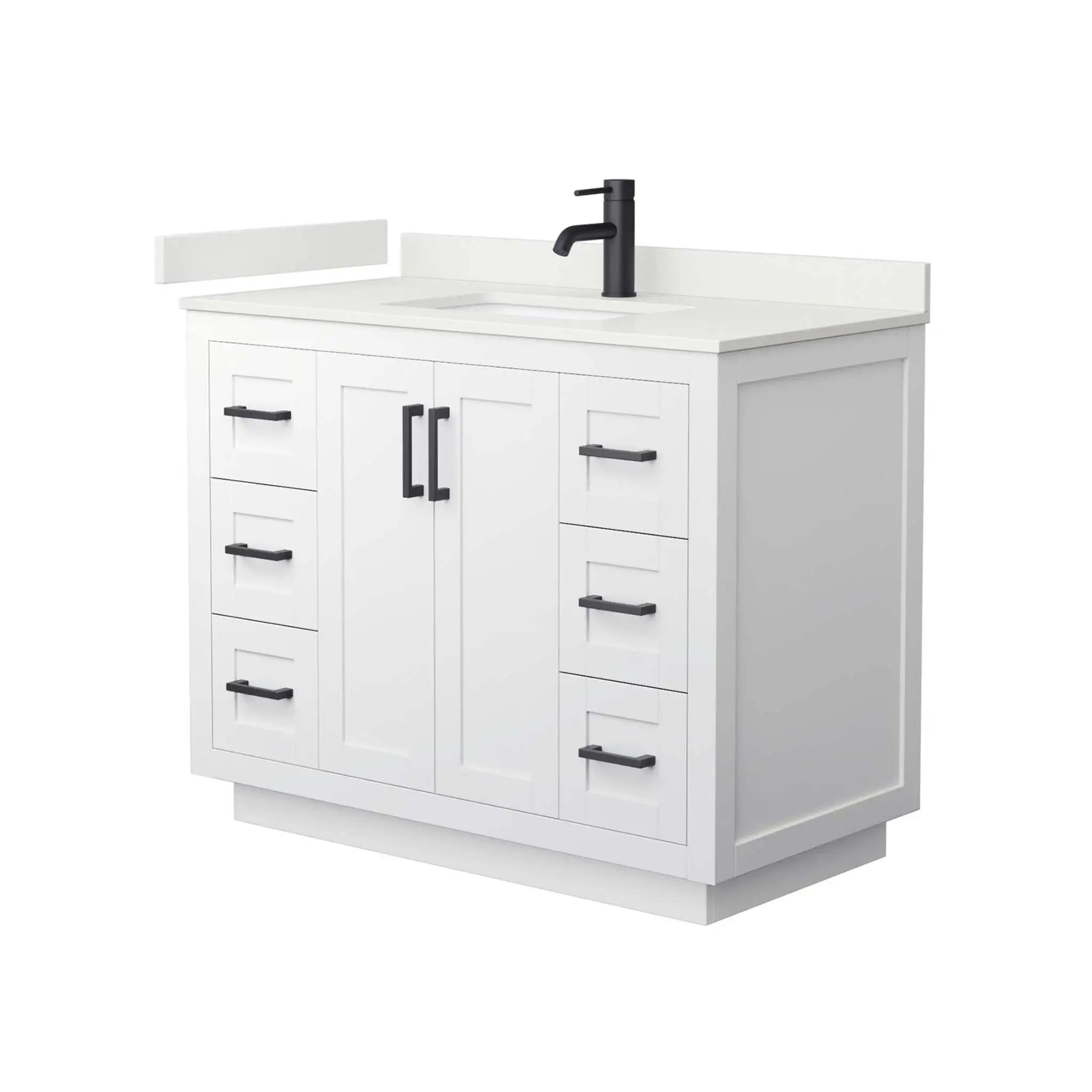 42" Miranda Single Bathroom Vanity in White with Matte Black Trim by Wyndham