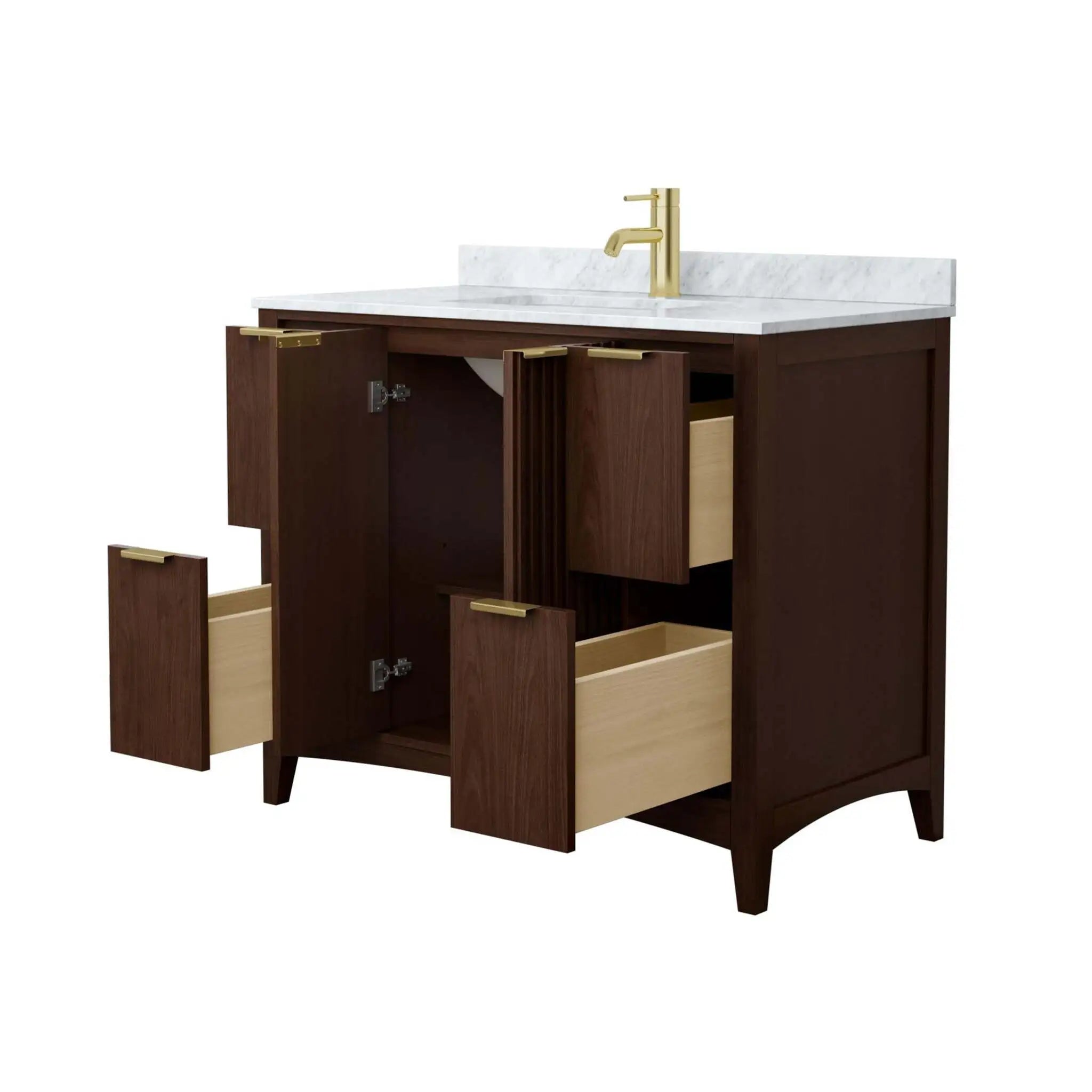 42" Palmilla Single Bathroom Vanity in Dark Walnut with Brushed Gold Trim by Wyndham