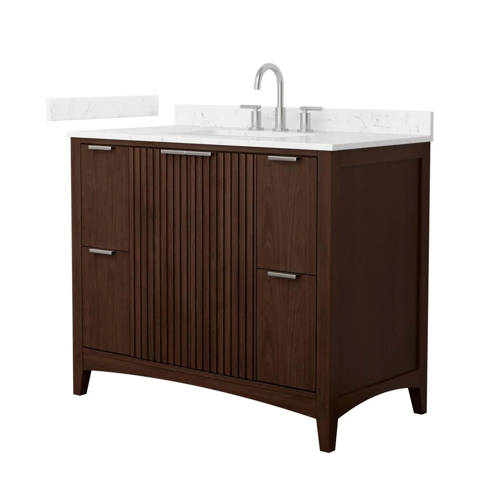 42" Palmilla Single Bathroom Vanity in Dark Walnut with Brushed Nickel Trim by Wyndham