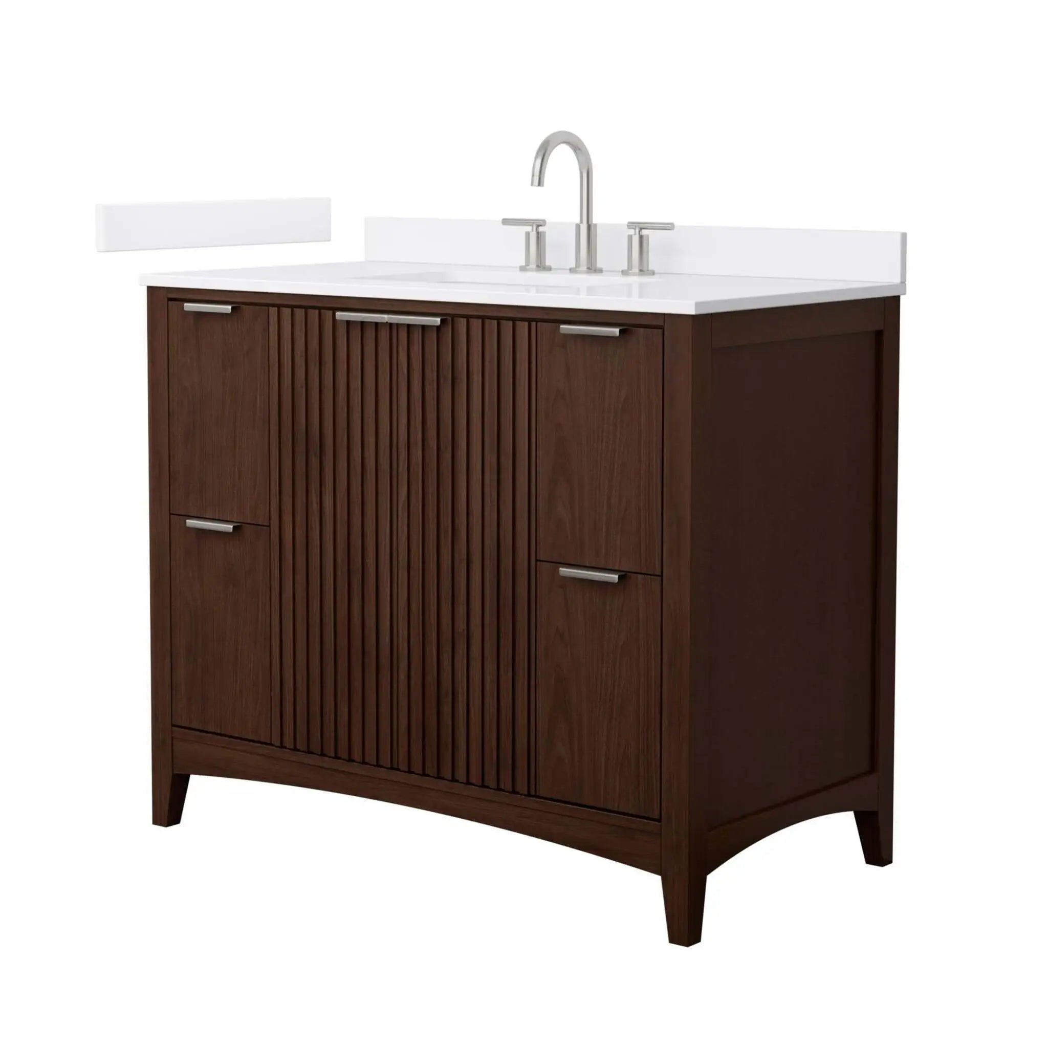 42" Palmilla Single Bathroom Vanity in Dark Walnut with Brushed Nickel Trim by Wyndham