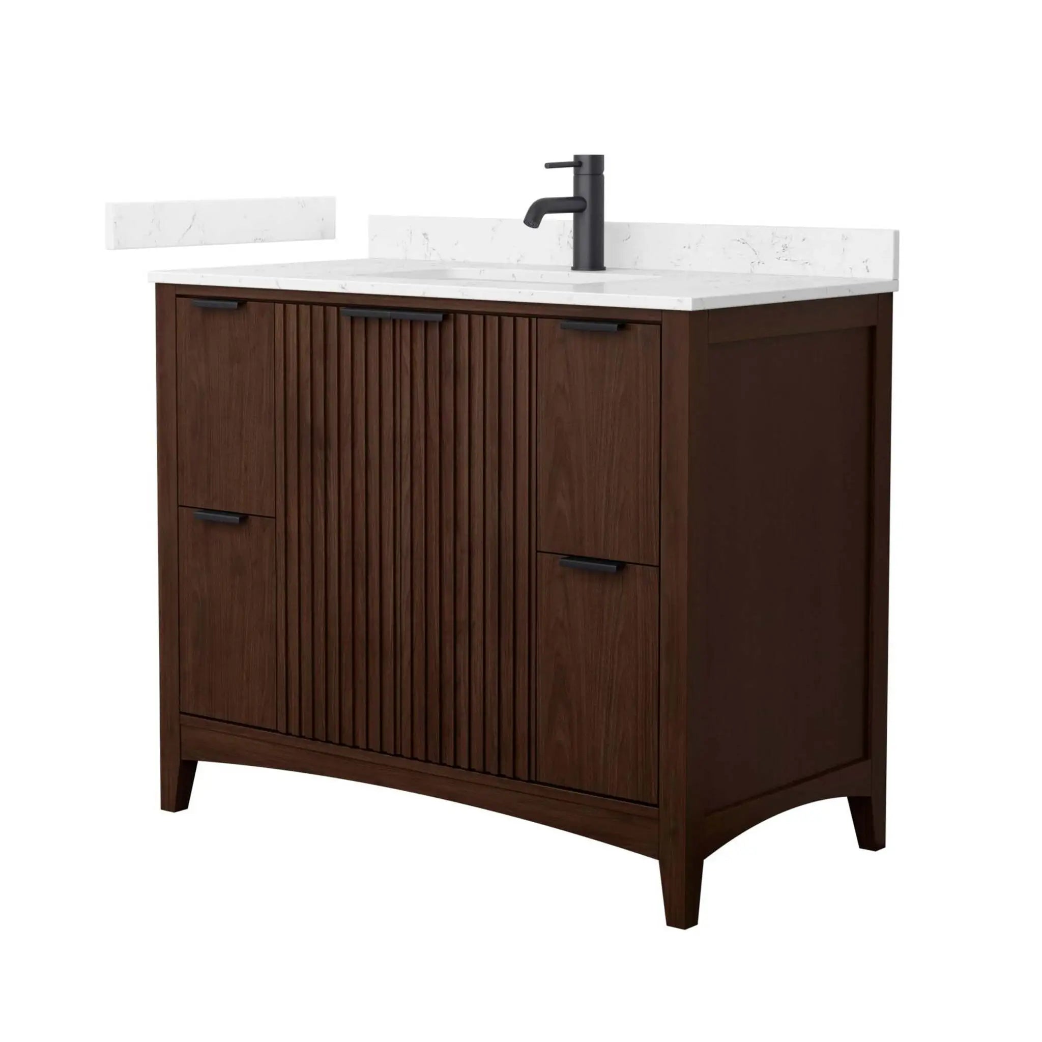 42" Palmilla Single Bathroom Vanity in Dark Walnut with Matte Black Trim by Wyndham