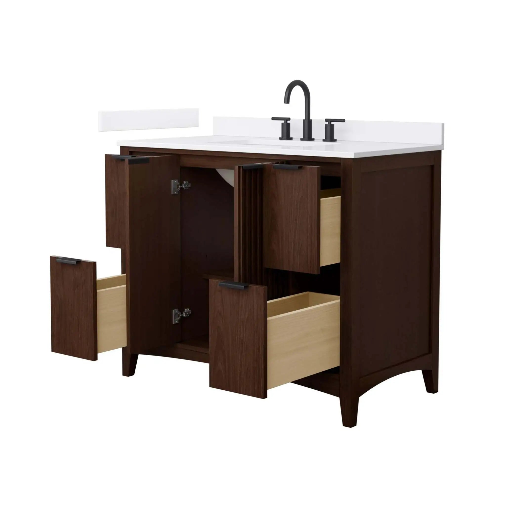 42" Palmilla Single Bathroom Vanity in Dark Walnut with Matte Black Trim by Wyndham