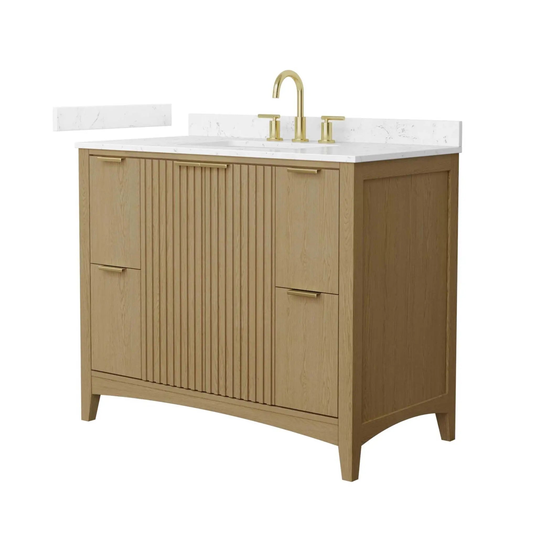 42" Palmilla Single Bathroom Vanity in Natural Oak with Brushed Gold Trim by Wyndham