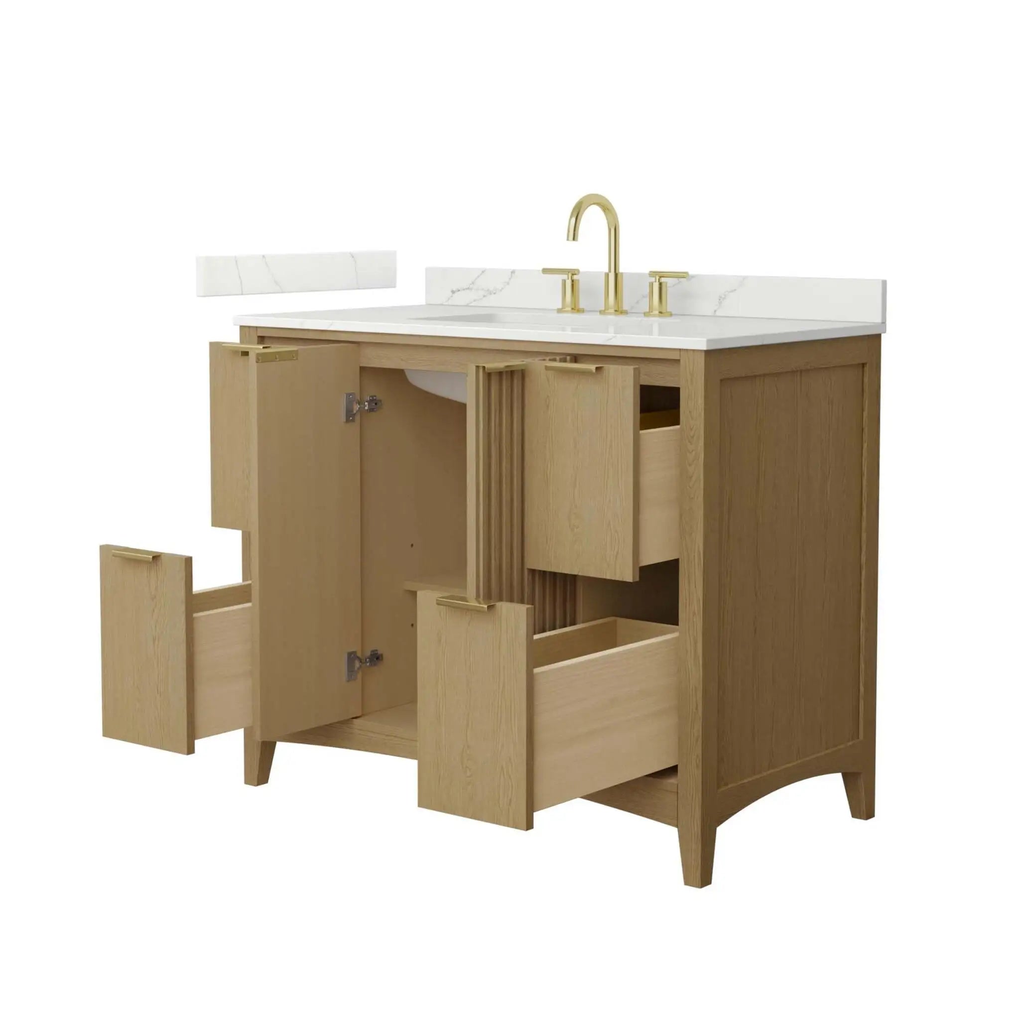 42" Palmilla Single Bathroom Vanity in Natural Oak with Brushed Gold Trim by Wyndham