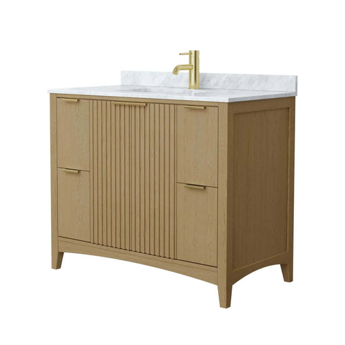 42" Palmilla Single Bathroom Vanity in Natural Oak with Brushed Gold Trim by Wyndham