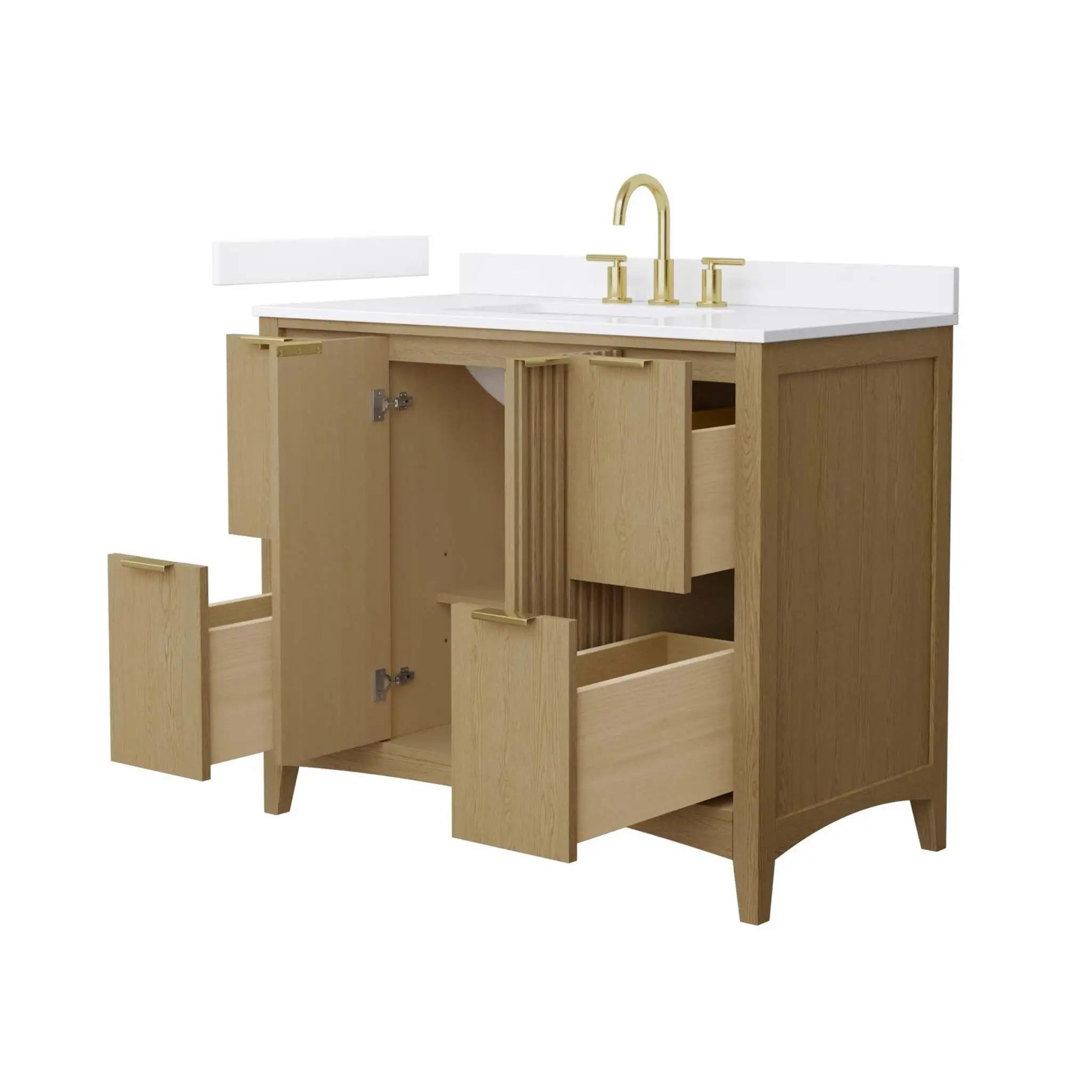 42" Palmilla Single Bathroom Vanity in Natural Oak with Brushed Gold Trim by Wyndham