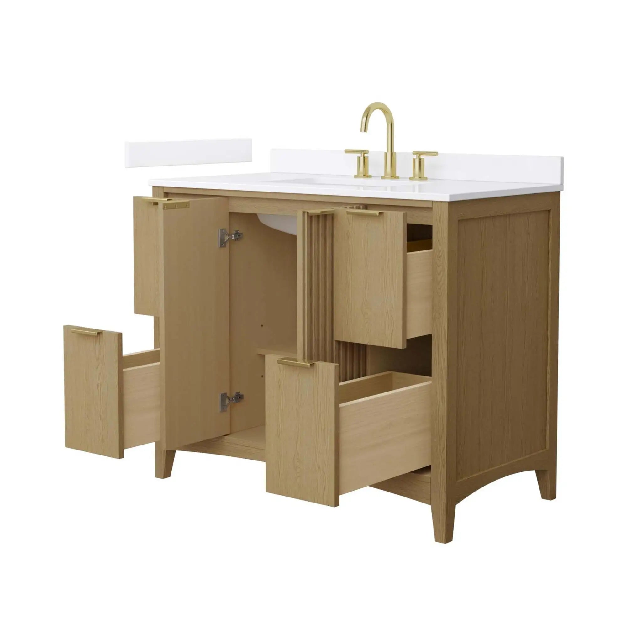 42" Palmilla Single Bathroom Vanity in Natural Oak with Brushed Gold Trim by Wyndham