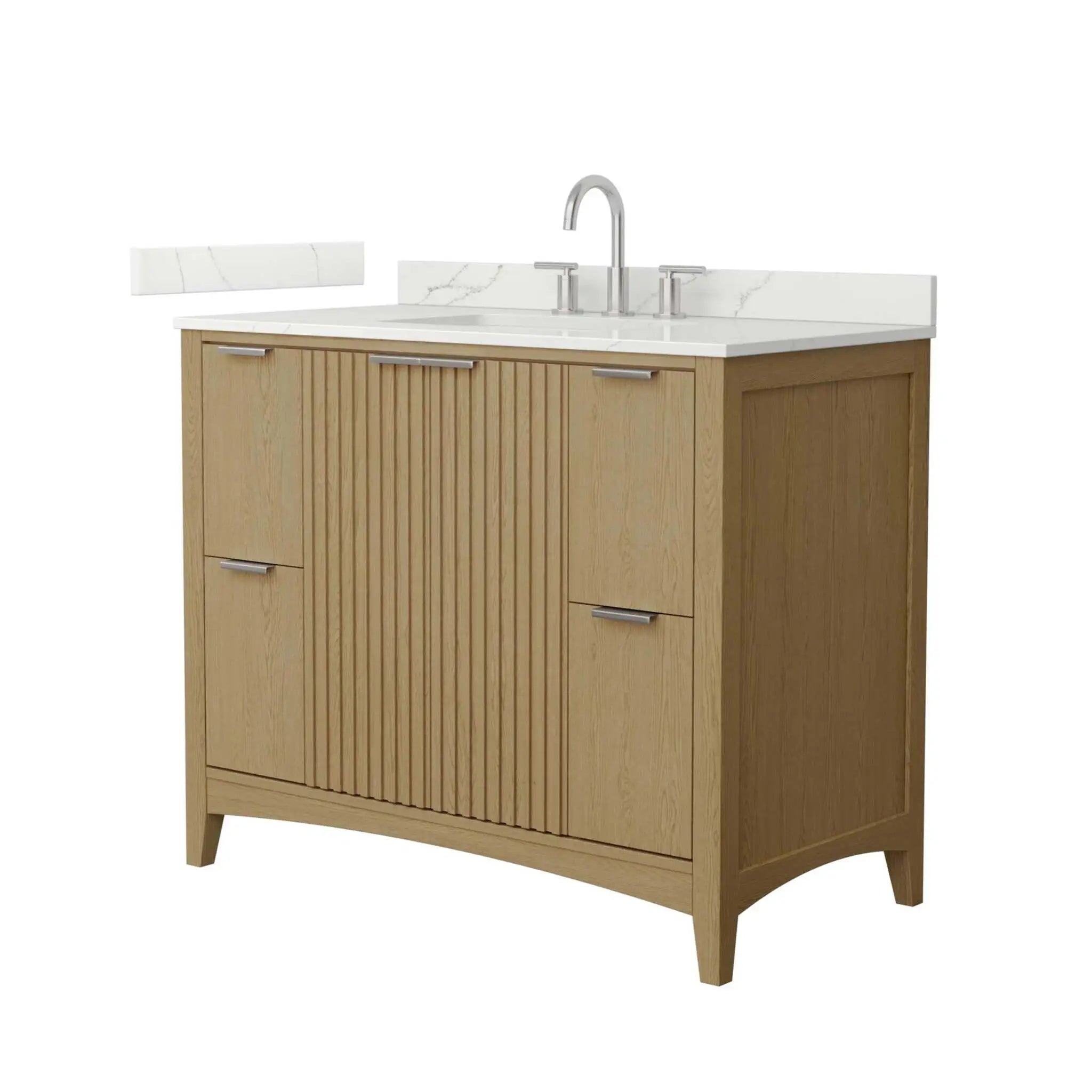 42" Palmilla Single Bathroom Vanity in Natural Oak with Brushed Nickel Trim by Wyndham